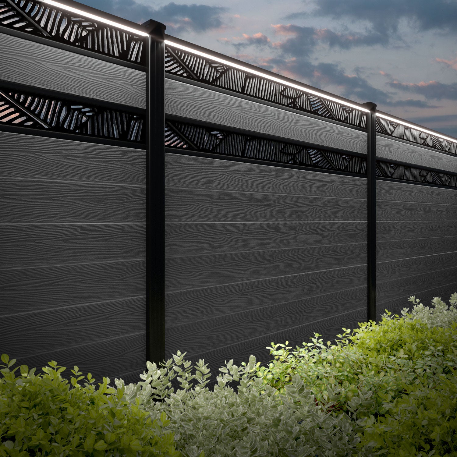 Classic Feather Split Screen Fence Panel - Mid Grey Composite Privacy Fence with Sturdy Posts | Perfect for Backyard, Garden, and Patio Privacy Screening