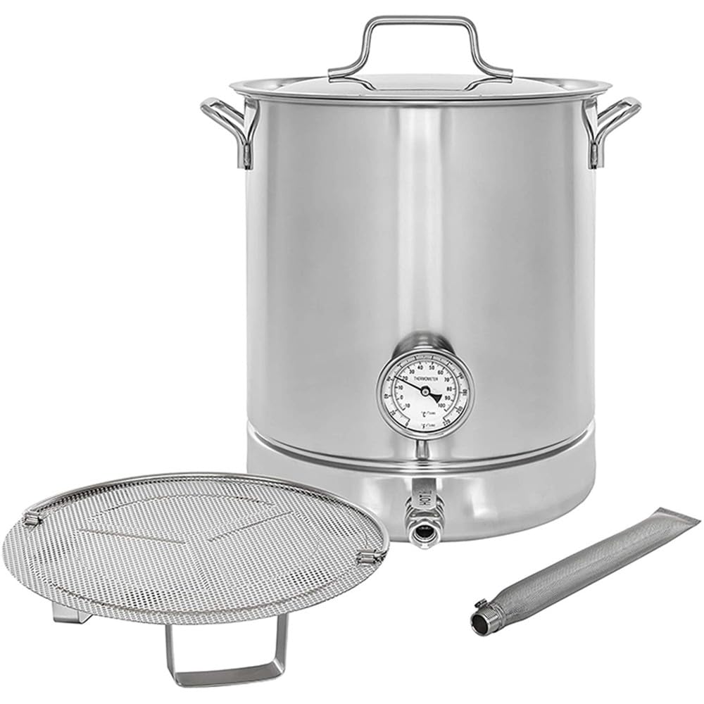 30L Stainless Steel Home Beer Brew Kettle with Thermometer - Professional Brewing Pot for Homebrew Beer Making, Perfect for Craft Beer, IPA, Lager Brewing Supplies