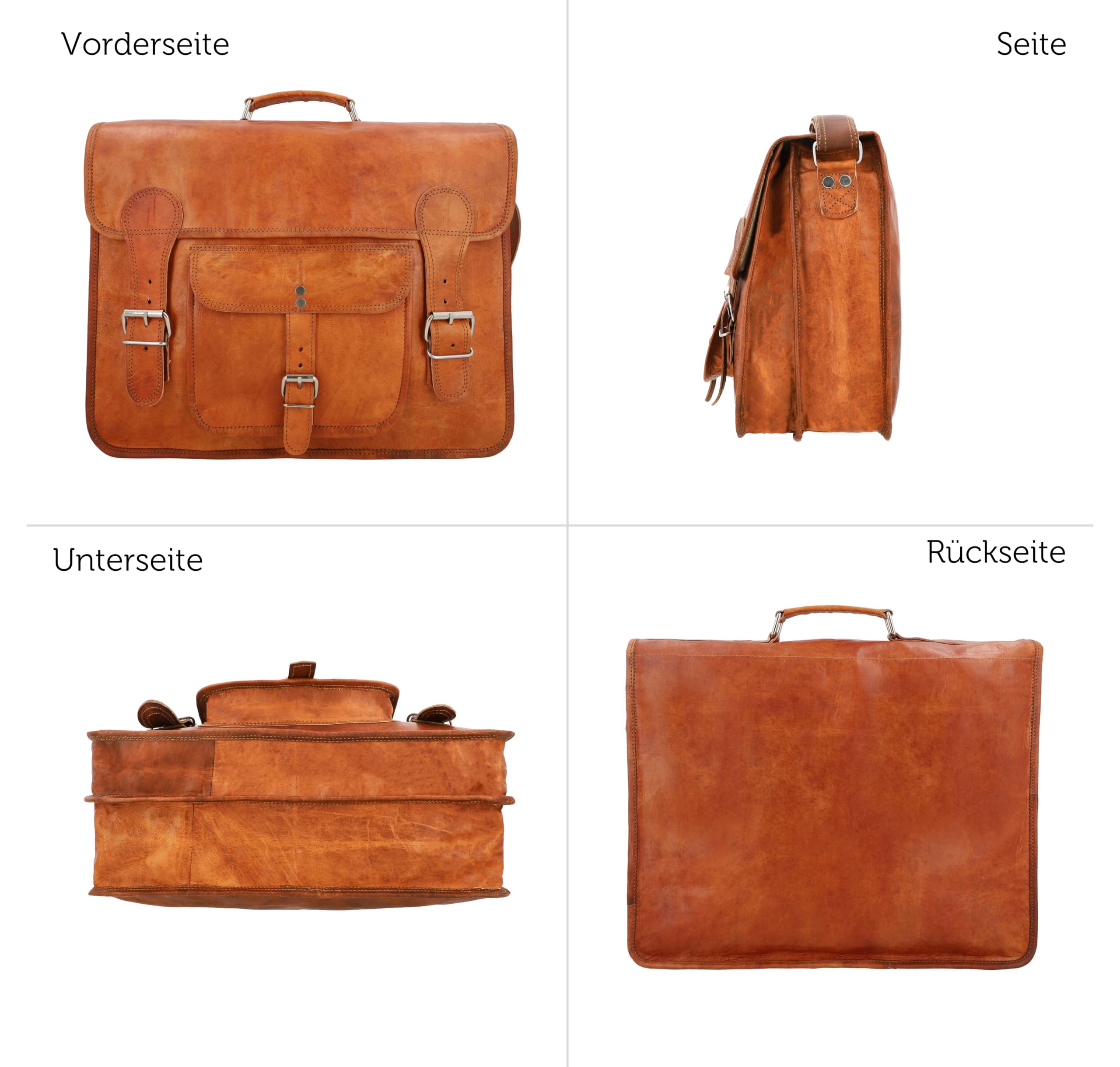 Gusti Leon Vintage Brown Leather Shoulder Bag - Business Messenger Briefcase for Men & Women | Perfect for Office, Travel & Everyday Use