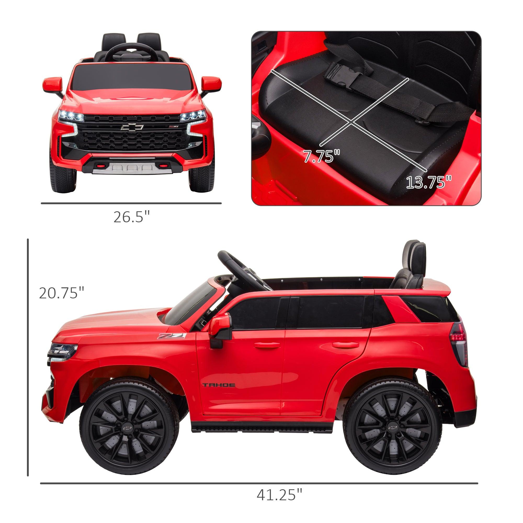 Chevrolet TAHOE Licensed 12V Battery Powered Kids Electric Ride-On Car with Parent Remote Control, Music, Lights & Horn - Red Toy Car for Boys & Girls Ages 3-6 | Perfect for Birthday Gifts, Outdoor Play & Backyard Fun