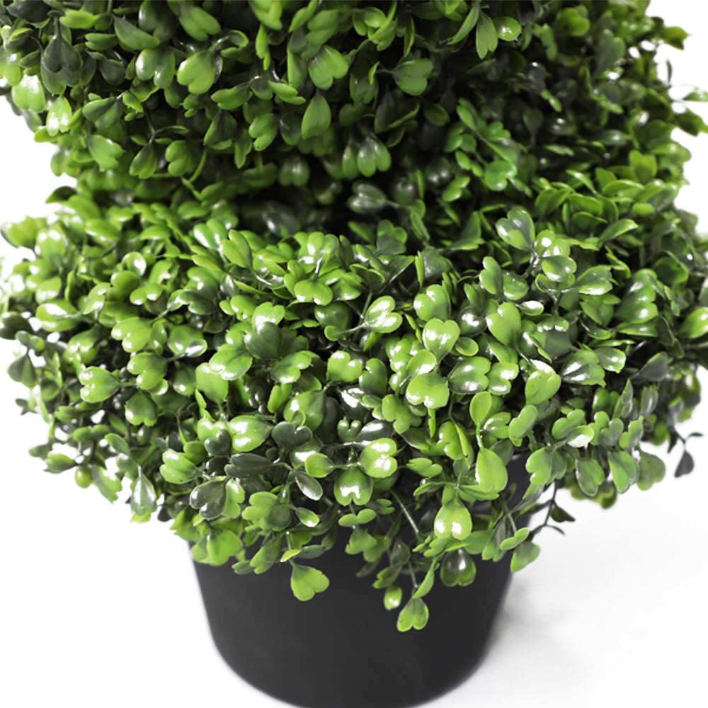 35 Inch Artificial Boxwood Topiary Tree Spiral - Set of 2 Faux Plants in Plastic Pot for Indoor/Outdoor Decor | Perfect for Home, Office, Garden & Wedding Centerpieces