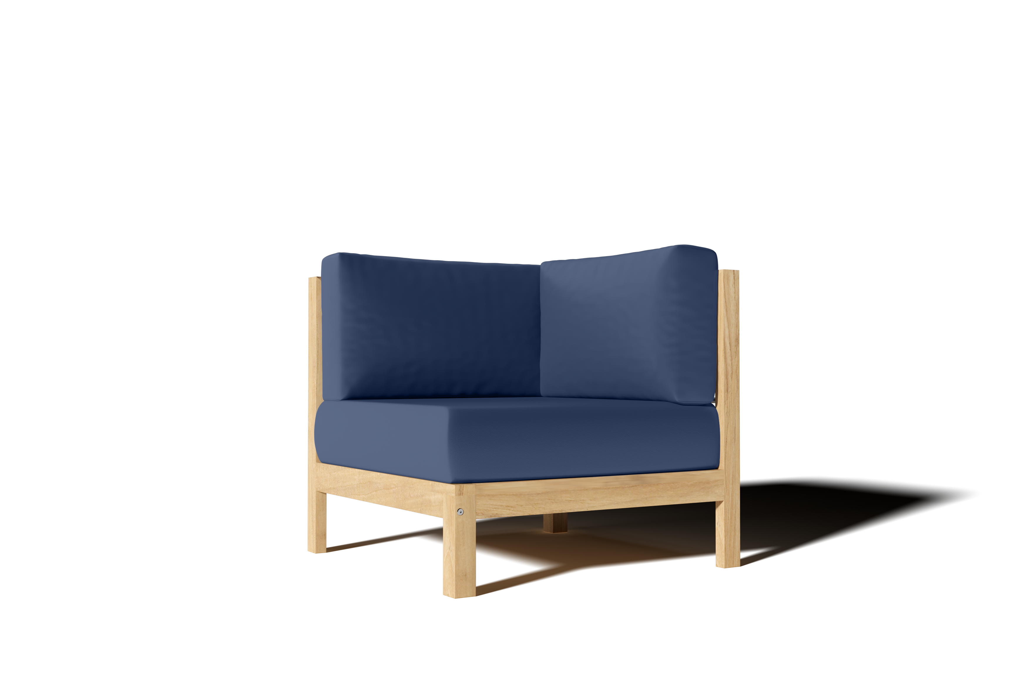 Premium Teak Outdoor Sectional Corner Sofa with Sunbrella Navy Cushion - Waterproof & Durable Patio Furniture for Backyard, Poolside & Garden Relaxation