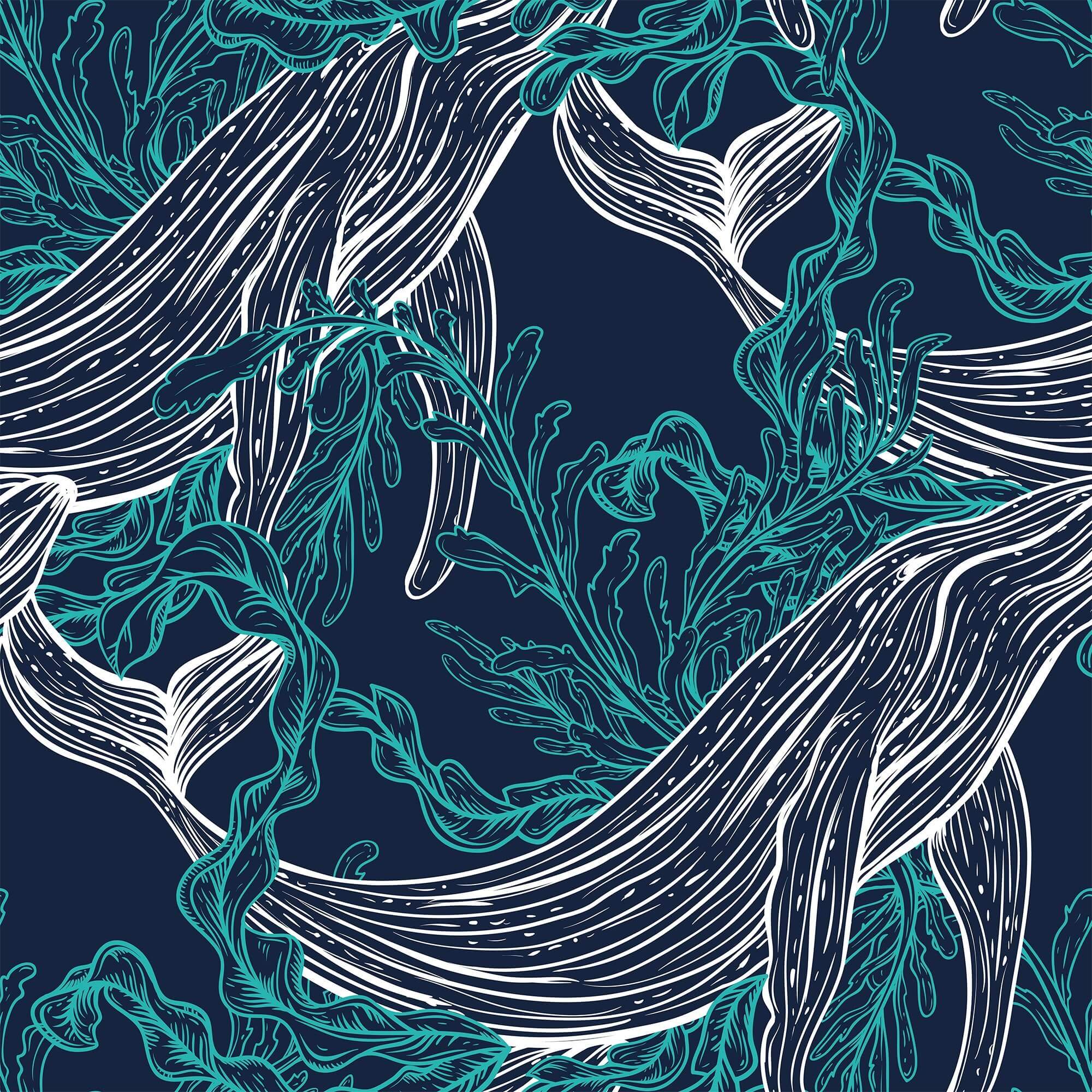 Blue and White Fish Nautical Peel and Stick Removable Wallpaper - Self-Adhesive Decorative Wall Covering for Bathroom, Nursery, Kitchen & Bedroom - Waterproof DIY Home Decor (Style 9958)