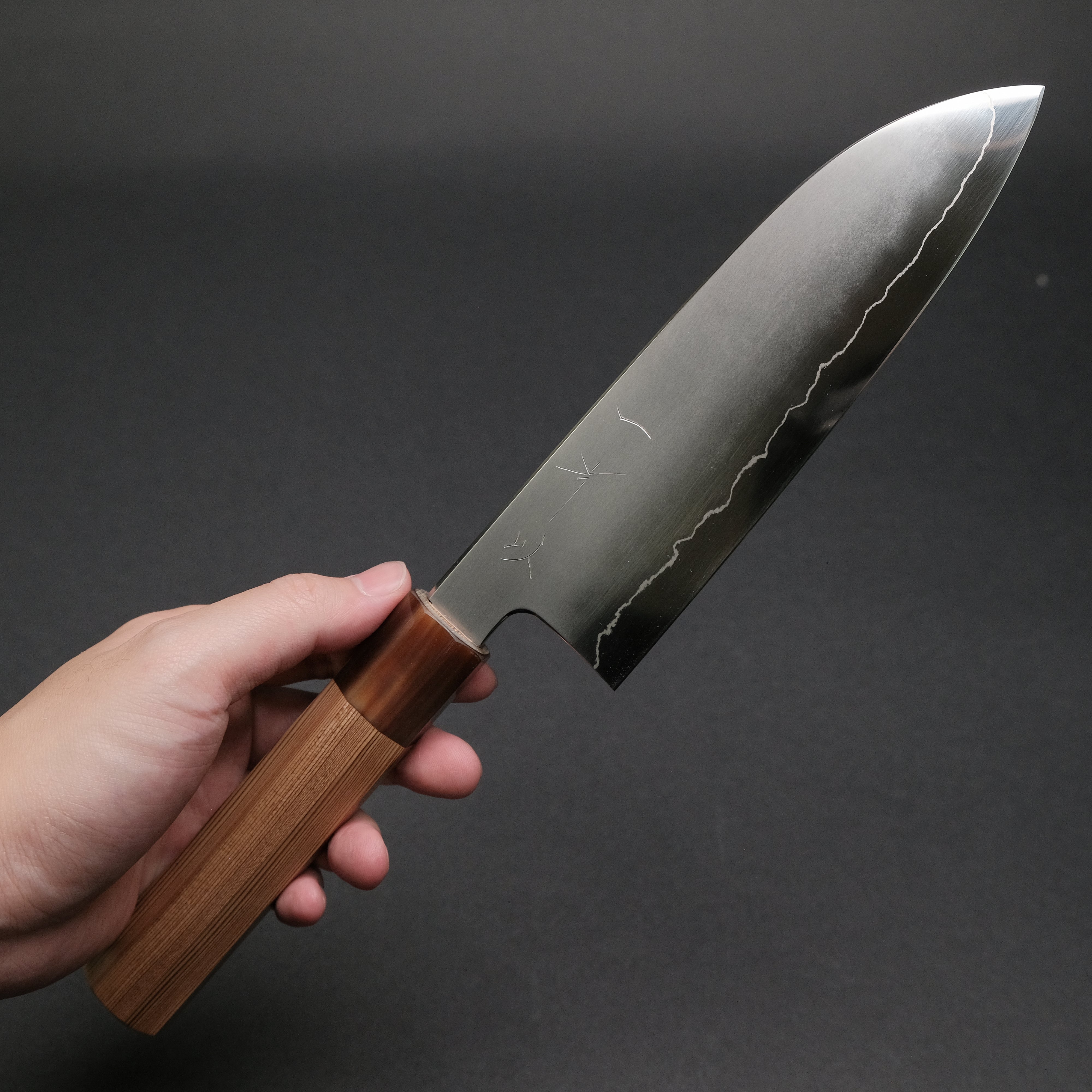 Hitohira Kikuchiyo Izo Silver #3 Santoku Knife with Yakusugi Cedar Handle - Premium Japanese Kitchen Knife for Slicing, Dicing & Chopping - Perfect for Home Chefs & Professional Kitchens