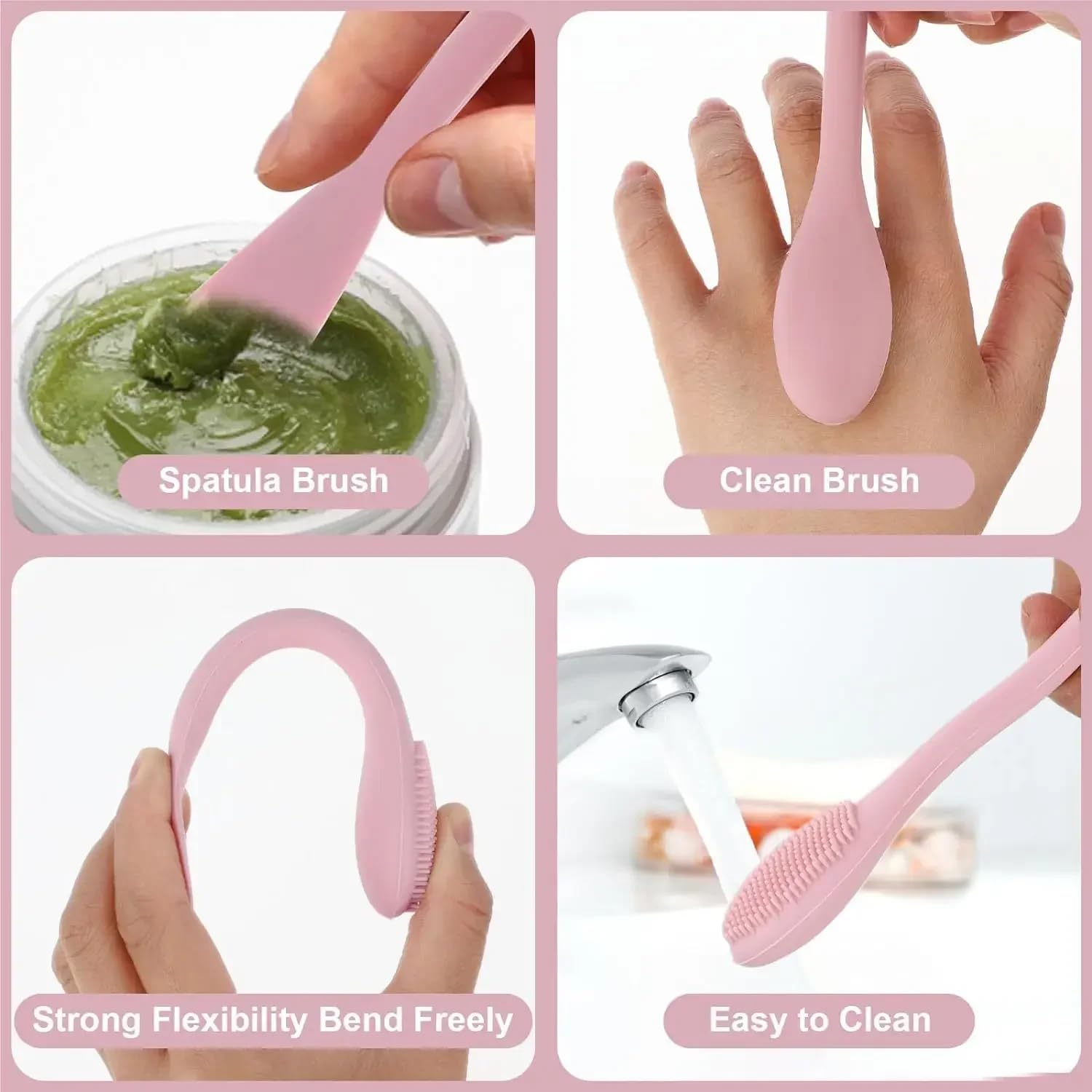 SMARZEC Silicone Face Mask Brush Applicator - Soft Facial Cleansing Brush for Cream, Mud, Clay & Body Lotion | Gentle Makeup Remover & Skin Care Tool for Spa, Home & Travel Beauty Routine