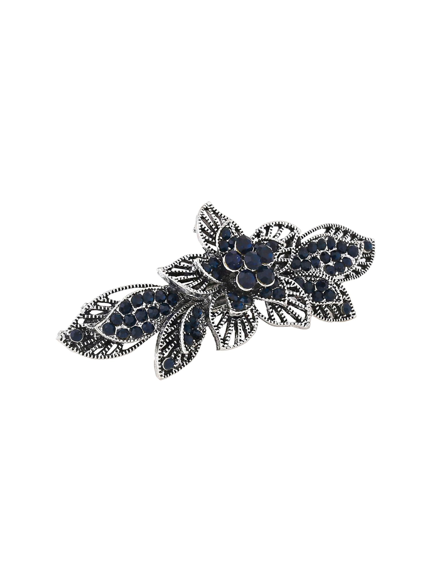 Yellow Crystal Hair Clips for Women & Girls - French Style Barrettes with Blue Crystals - Elegant Hair Accessories for School, Parties, Weddings & Daily Wear