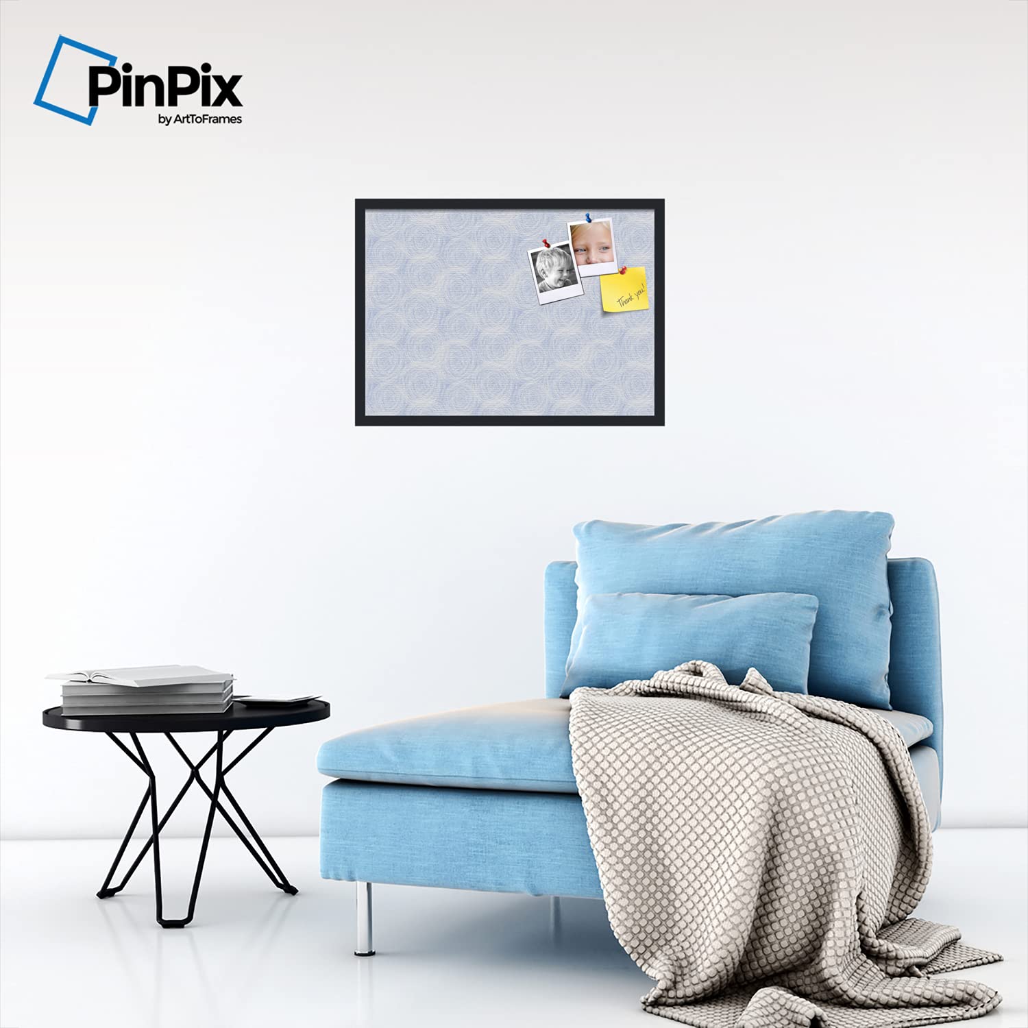 Custom 26x18 Inch Cork Bulletin Board with Fabric Canvas Finish - Framed in Satin Black for Office, Home, or Classroom Decor | PinPix ArtToFrames Sketch Mill White Poster Board (PinPix-1927)