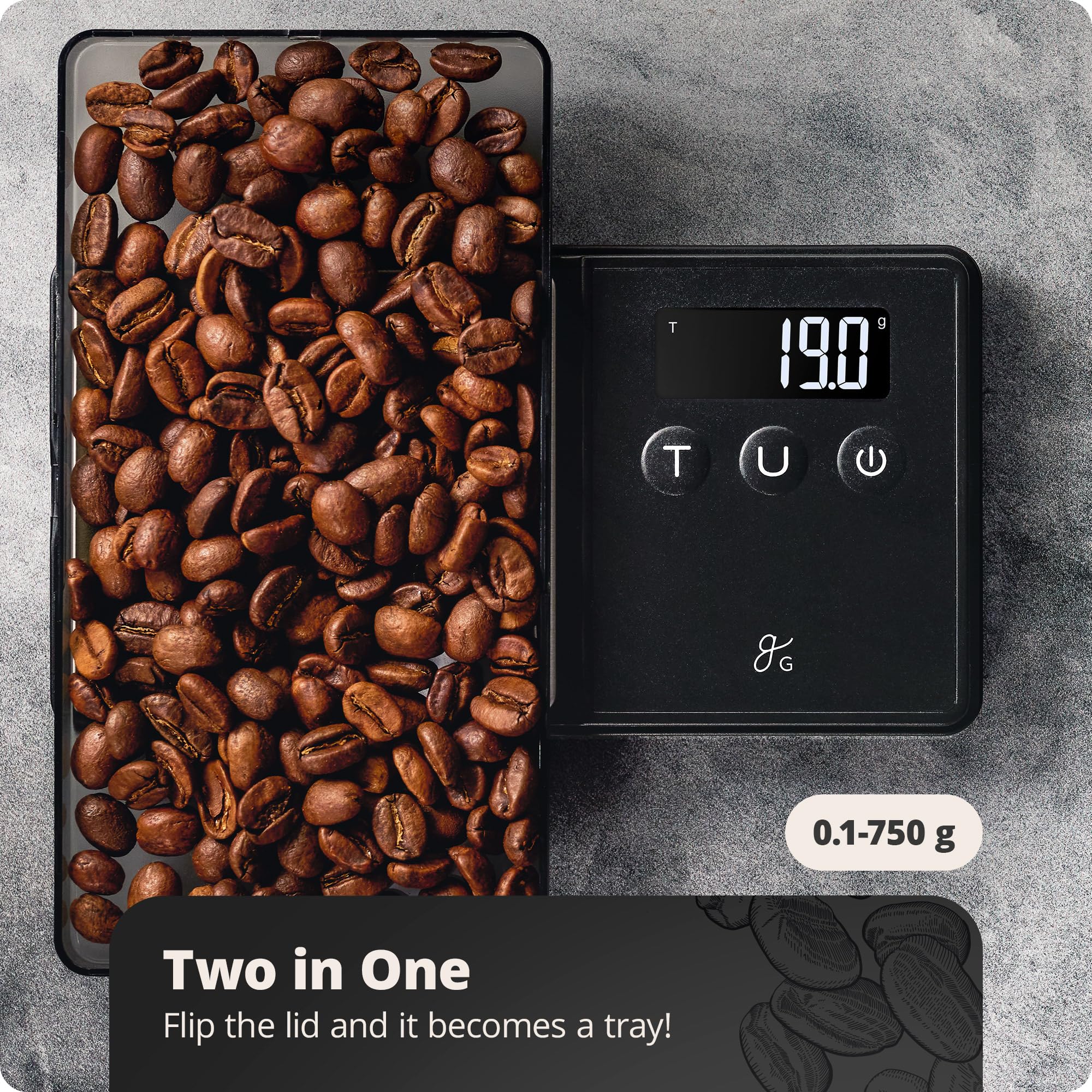 Greater Goods Digital Espresso and Coffee Scale - 750g Capacity, 0.1g Precision, Compact Kitchen Scale with 6 Measurement Units for Brewing, Baking & Portion Control | Perfect for Home Baristas & Coffee Enthusiasts