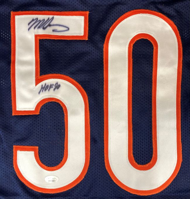 Mike Singletary Chicago Bears Signed Navy Blue Football Jersey - HOF 98 Inscribed with JSA COA - Perfect for NFL Memorabilia Collection & Sports Fan Gift