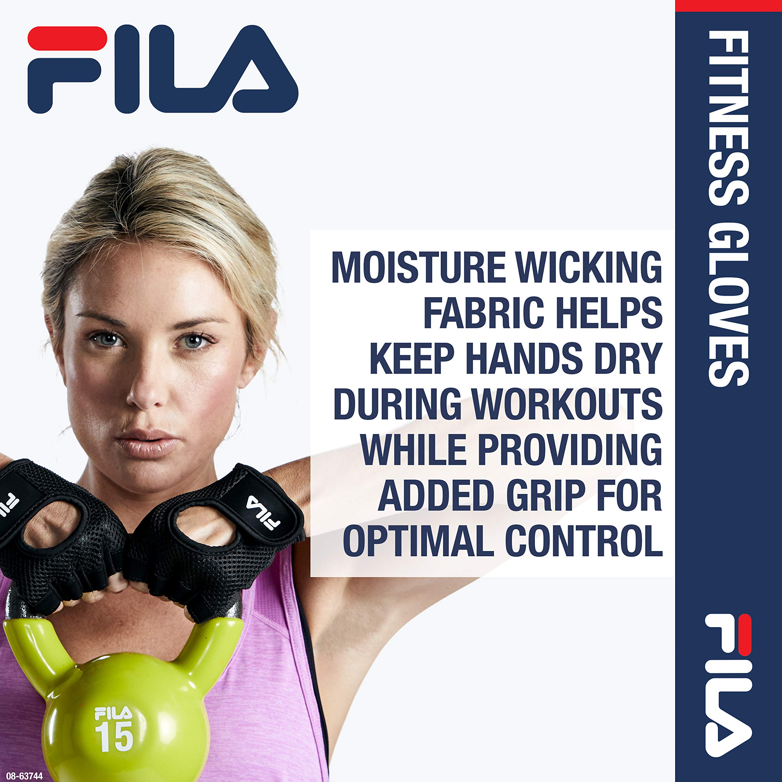 FILA Workout Gloves for Men & Women - Non-Slip Grip, Breathable & Comfortable for Gym, Weightlifting & Fitness Training