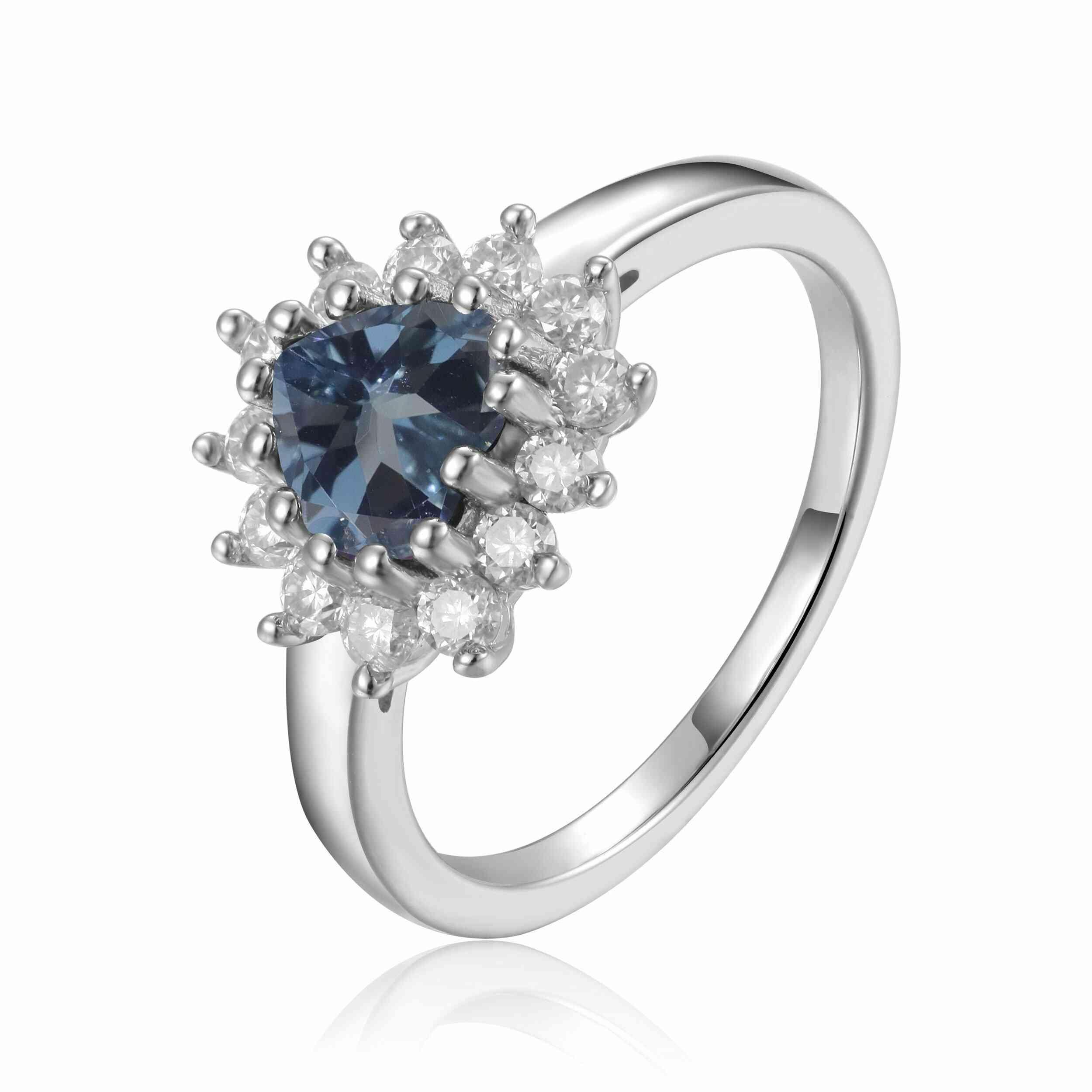 London Blue Topaz Halo Heart Ring - Sterling Silver 925 Elegant Jewelry for Women, Perfect for Valentine's Day Gift, Anniversary & Romantic Occasions