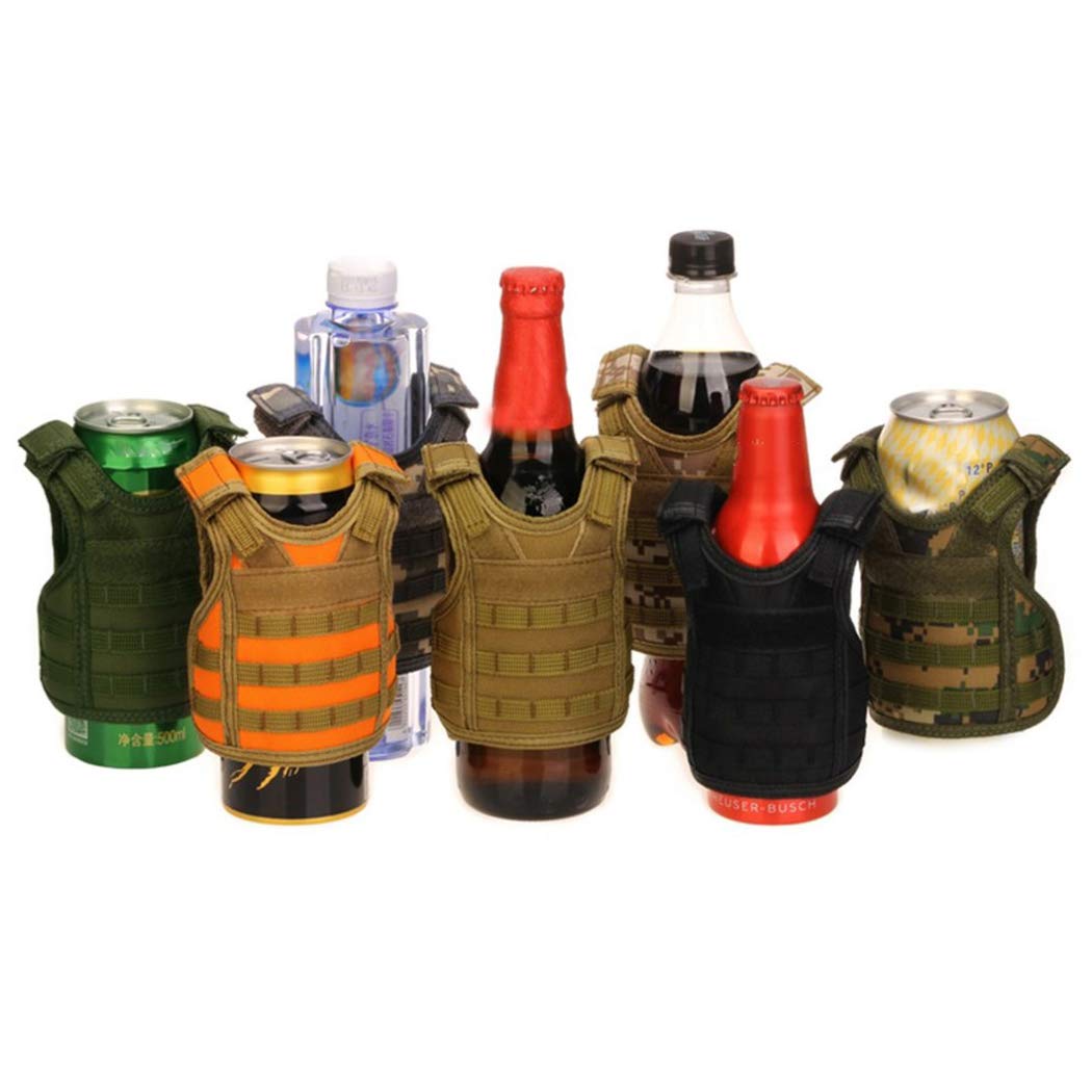 AOUTACC Mini Tactical Beer Vest - Adjustable MOLLE Drink Bottle Holder & Beverage Cooler Jacket for Camping, Hiking, Tailgating and Outdoor Parties