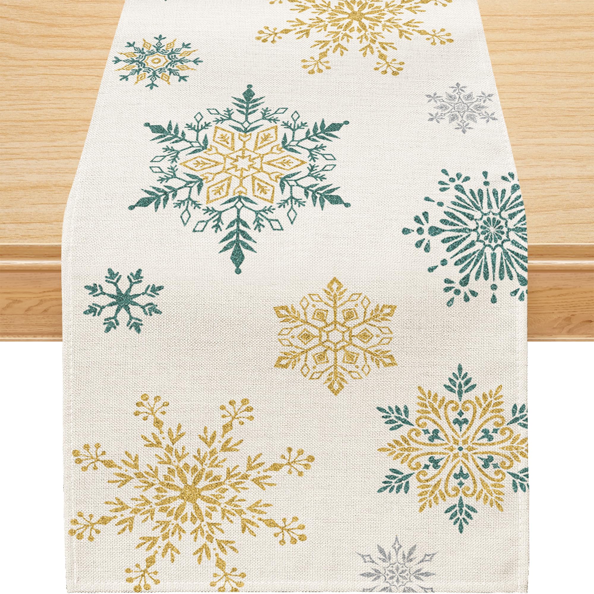 Snowflake Christmas Table Runner - 13'' x 72'' Holiday Table Decor for Winter Parties, Indoor & Outdoor Seasonal Decorations - Perfect for Dining Tables, Buffets, and Holiday Gatherings