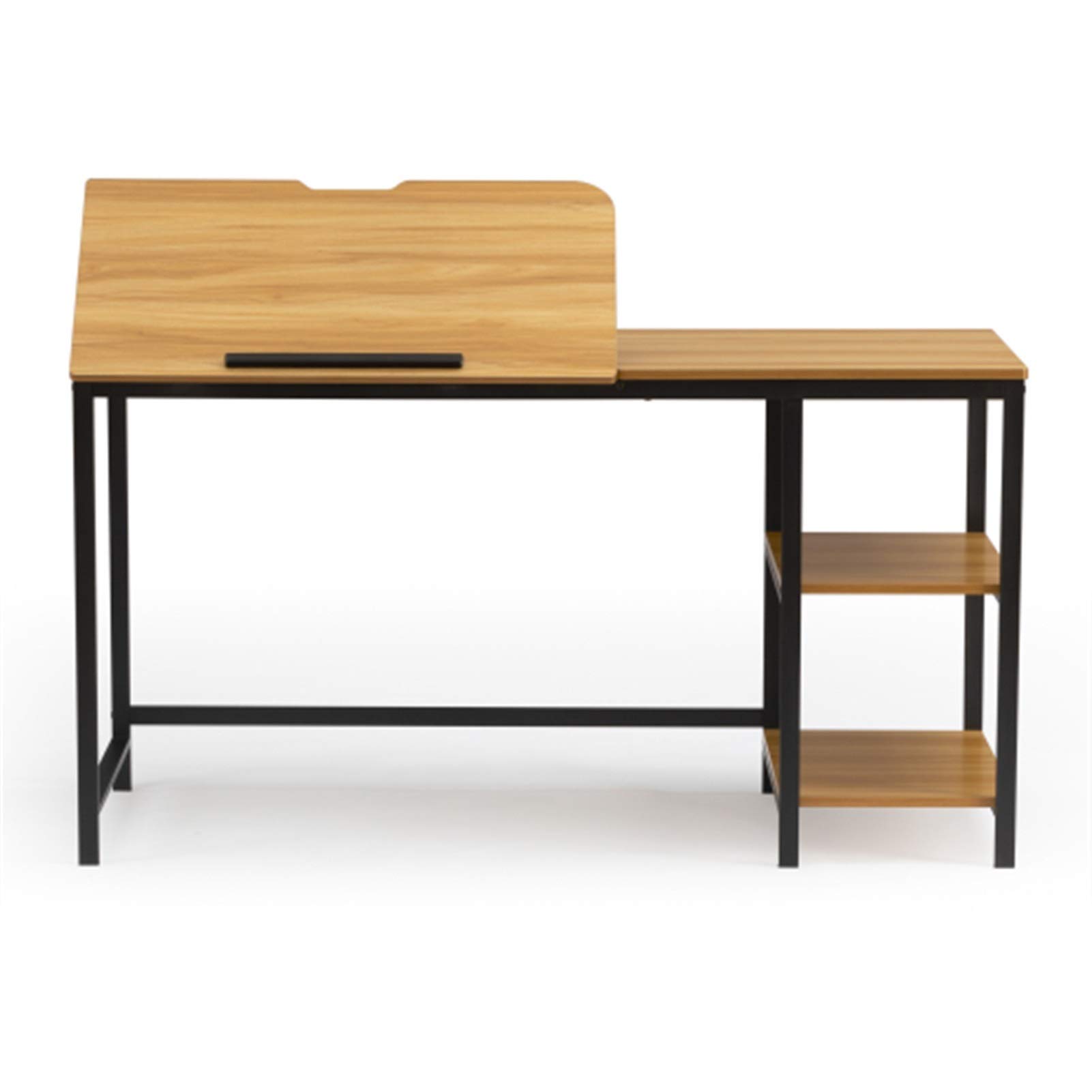 55 Inch Adjustable Multi-Function Computer Desk with Shelves - Ergonomic Drafting Table with 12-Position Tilt Stand for Home Office, Gaming & Art Studio Workspace