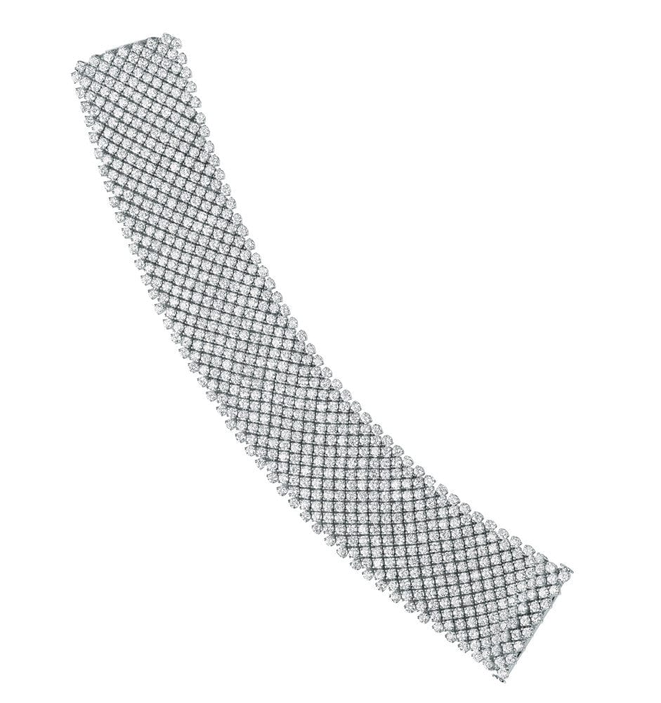 18K White Gold Diamond Mesh Bracelet for Women - Elegant Tennis Bracelet for Everyday Wear & Special Occasions