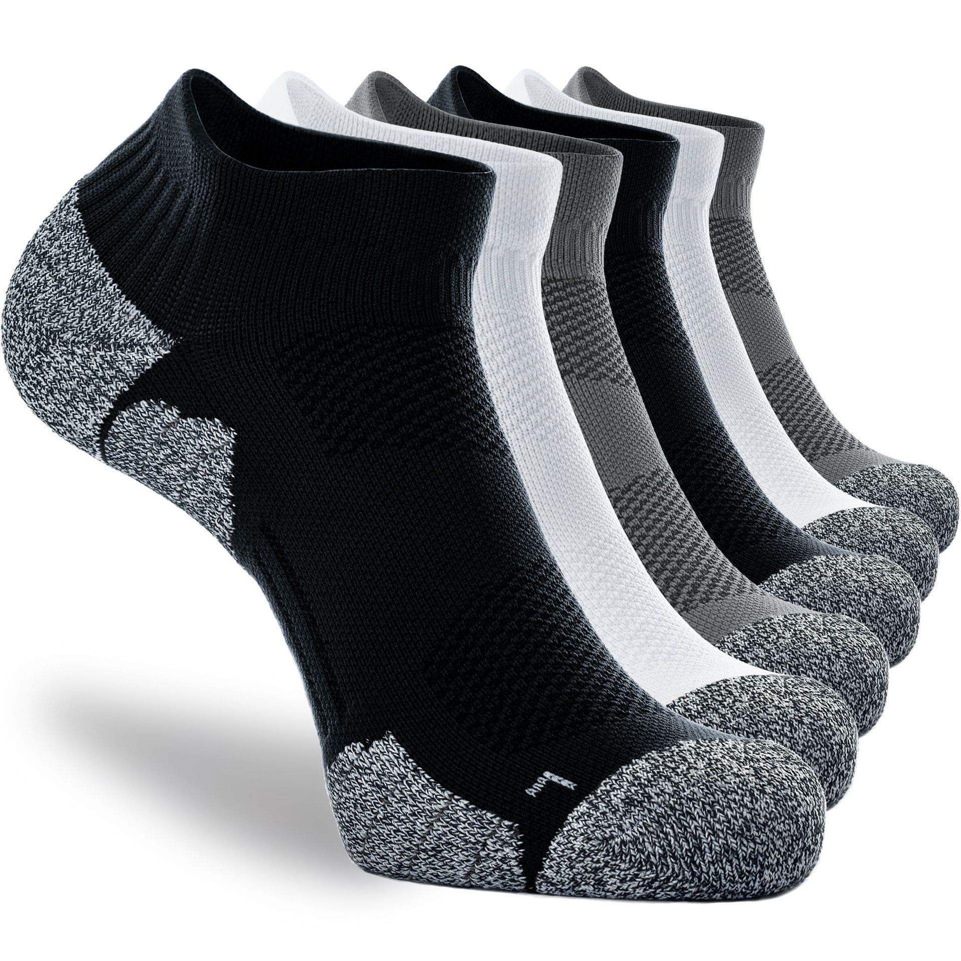 CWVLC Unisex Cushioned Compression Athletic Ankle Socks 6-Pack - Breathable Moisture-Wicking Workout Socks for Running, Hiking & Sports Performance