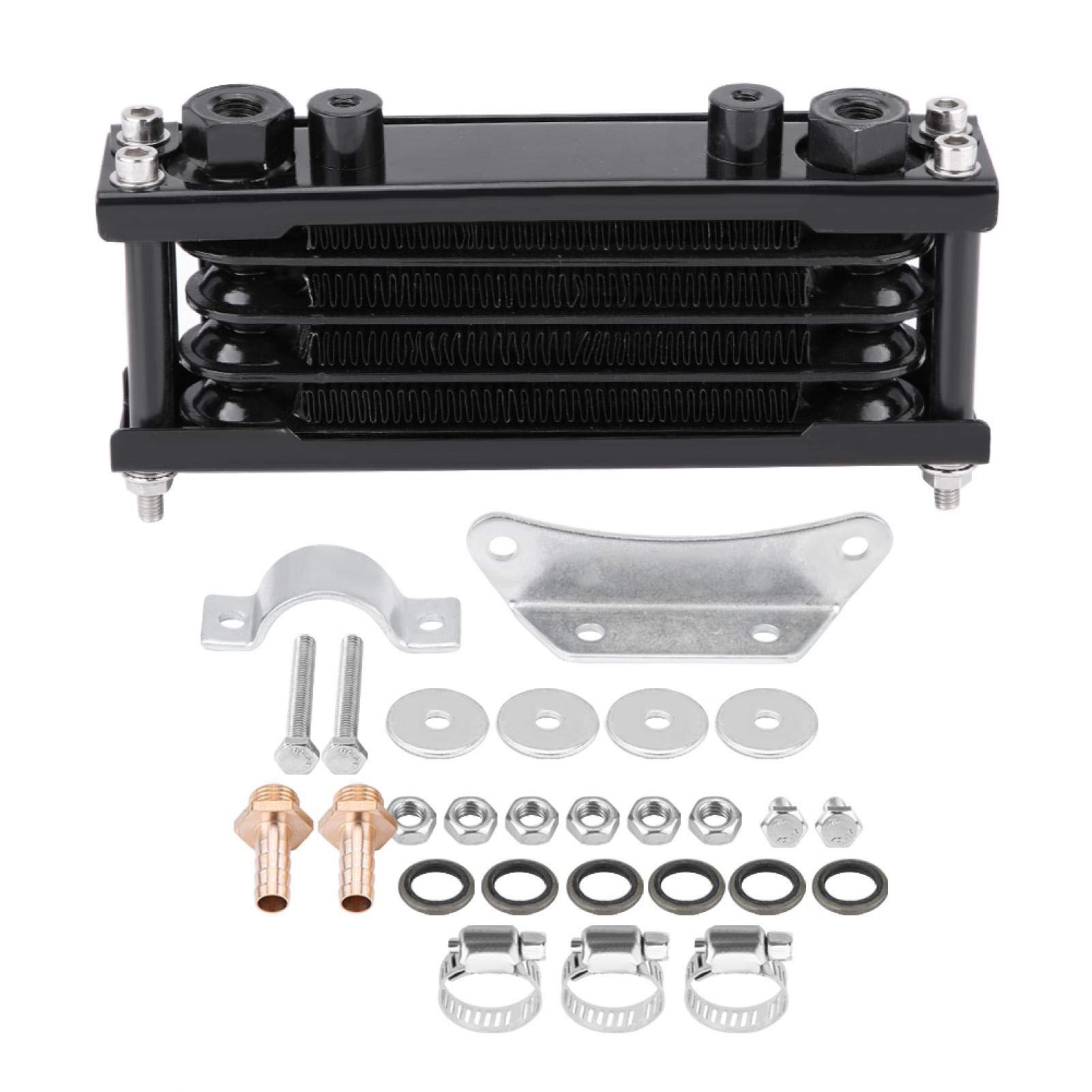 Universal Motorcycle Engine Oil Cooler Kit - High Performance Cooling Radiator for Dirt Bikes 50CC to 200CC (Black) | Improves Engine Longevity & Prevents Overheating for Off-Road & Street Riding