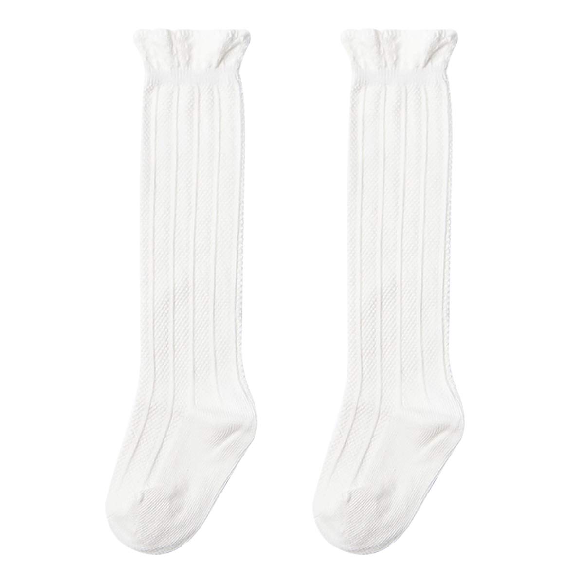 Happy Cherry Knee High Socks for Baby Girls - 3 Pack Cute Long Tube Ruffled Socks with Warm Stockings - Perfect for Winter Outfits, Photoshoots & Special Occasions