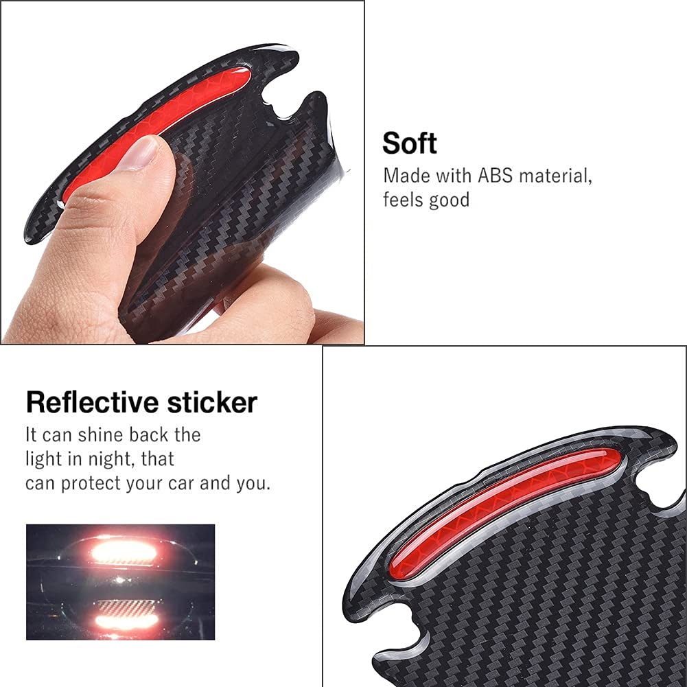 8pcs Car Door Handle Protector Stickers - Scratch Proof & Reflective for Safety