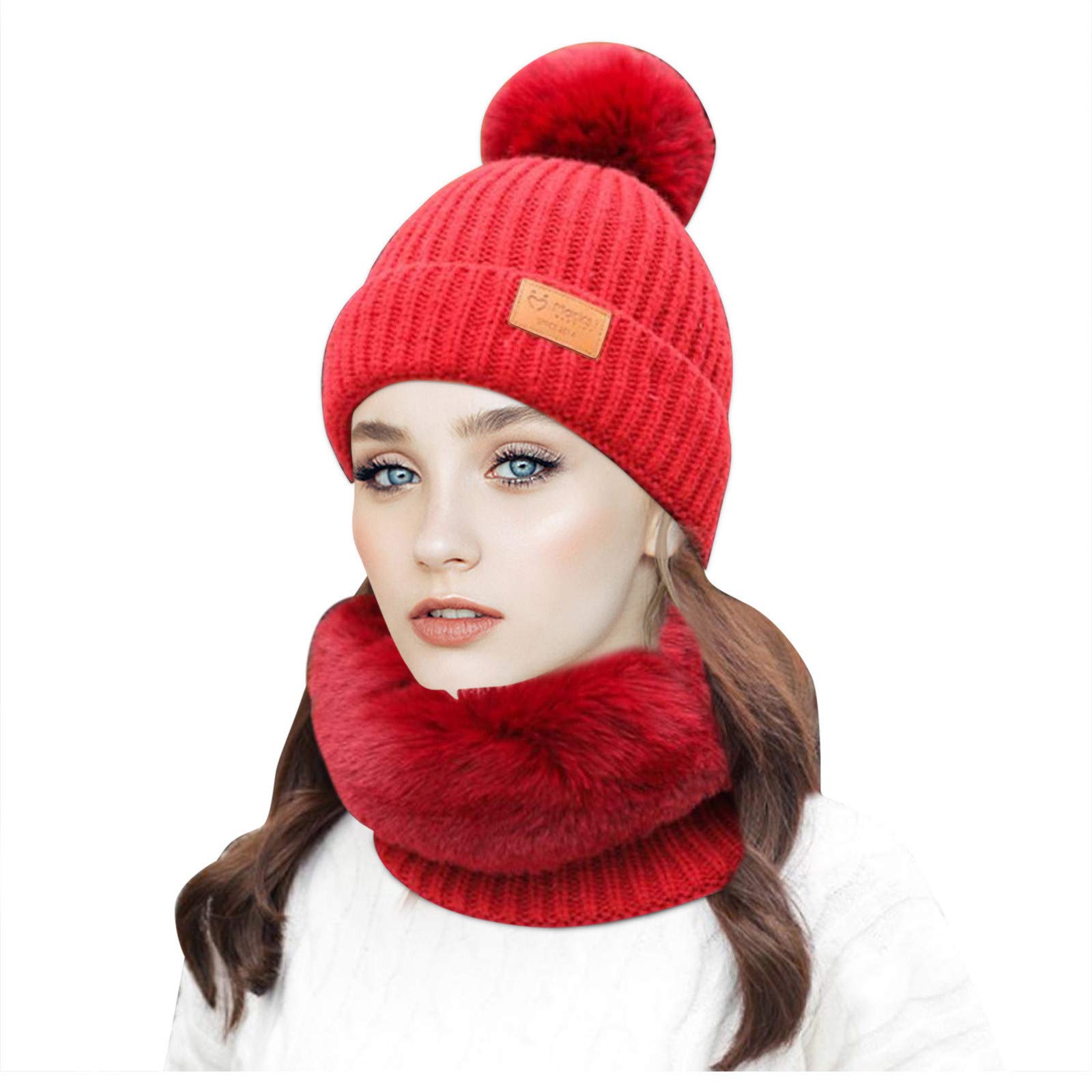 Warm Winter Knit Hat and Earmuff Set for Women - Soft Thick Beanie & Fashionable Ear Warmer - Perfect for Cold Weather, Outdoor Sports, and Baseball Games