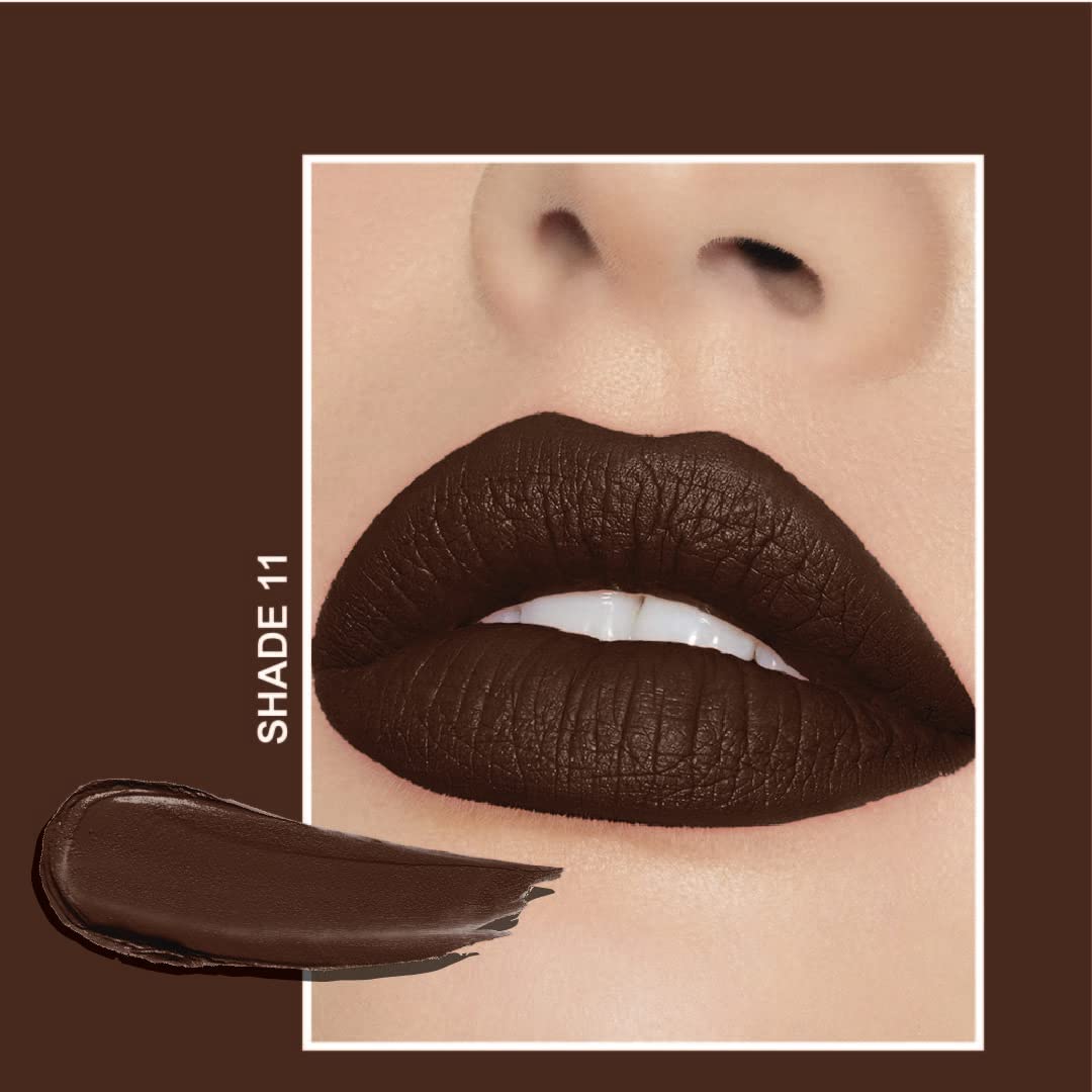 FLiCKA Matte Lipstick - Shade 11 | Long-Lasting 6H Wear, Waterproof, Hydrating, Non-Transfer Lip Color (4g) | Perfect for Daily Wear, Parties & Special Occasions