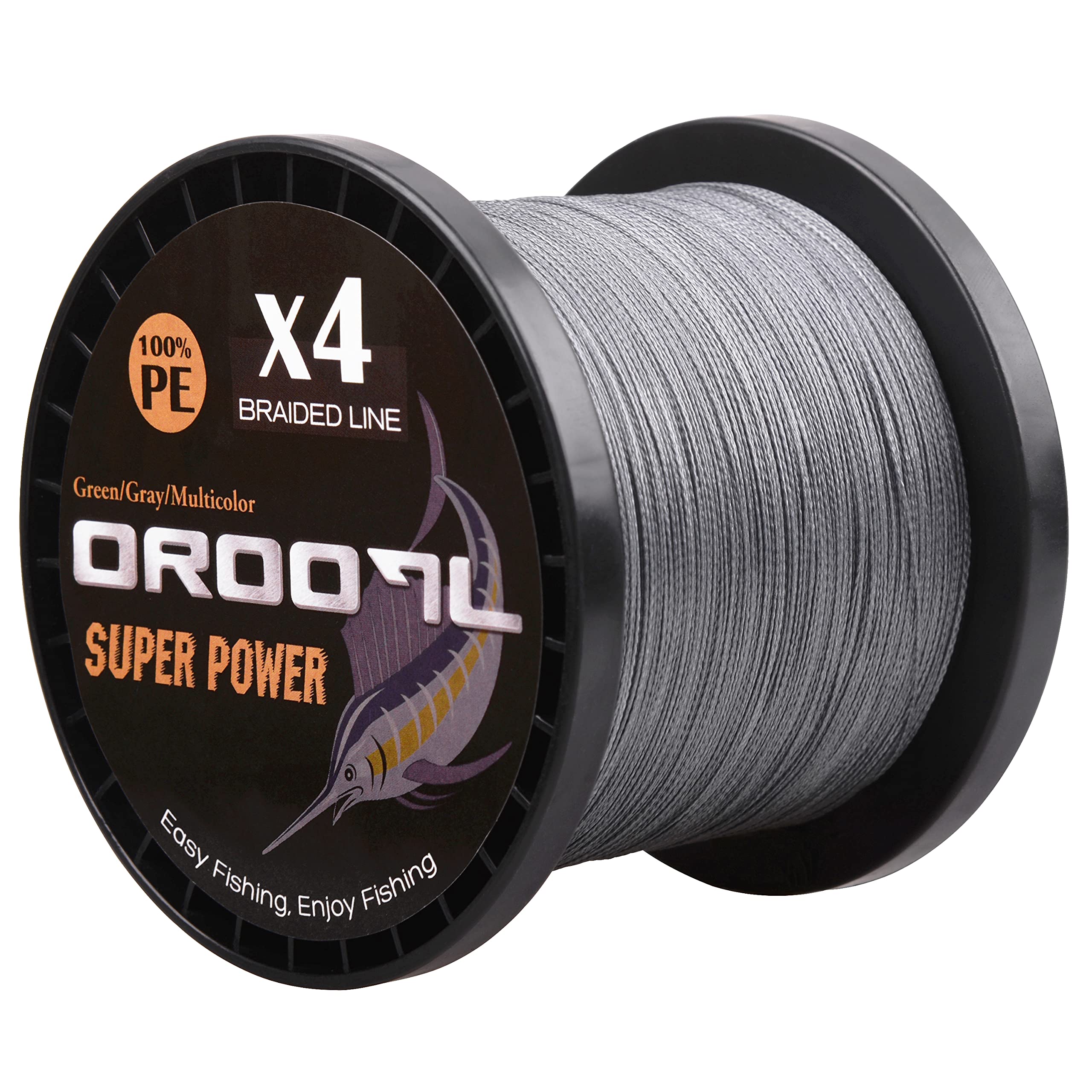 OROOTL Braided Fishing Line 10lb-133lb - 4 Strand High Strength Abrasion Resistant Zero Stretch Braid - Saltwater & Freshwater Fishing - Green, Gray, Multicolor - Perfect for Bass, Trout, and Deep Sea Fishing