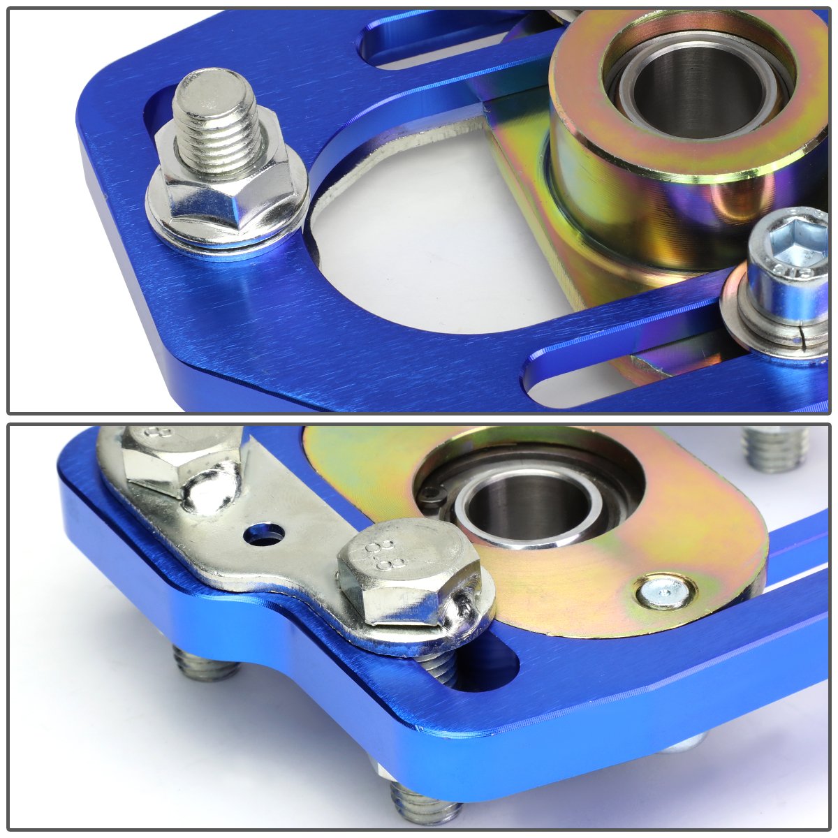 DNA MOTORING CBK-PLT-FM90-BL Front Camber Caster Plates - Blue - Compatible with 1990-1993 Ford Mustang - Performance Suspension Upgrade for Track Racing & Street Driving