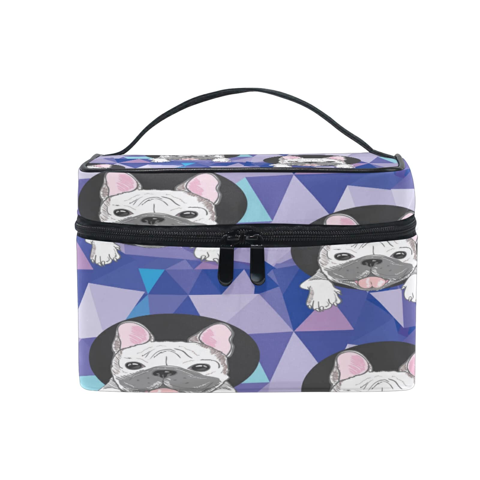 Cute Animal Dog Bulldog Makeup Bag - Travel Cosmetic Organizer with Handle & Zipper Closure - Makeup Storage Pouch for Women & Girls - Perfect for Travel, Gym, and Daily Essentials Organization