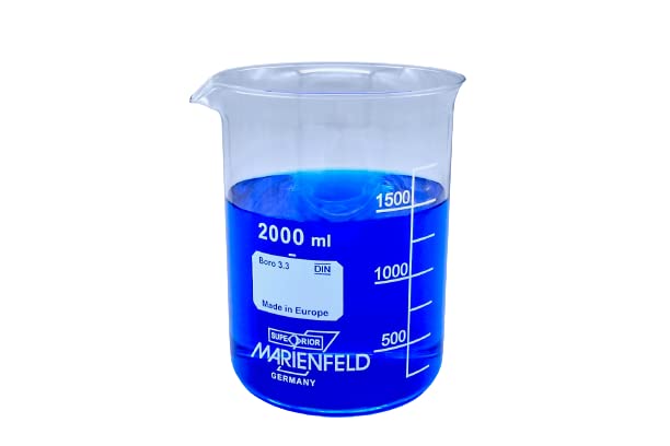 2000ml Borosilicate Glass Beaker Set of 2 - 3.3 Low-Form Clear Lab Beakers for Chemistry Experiments, Science Class & Home Laboratory Use