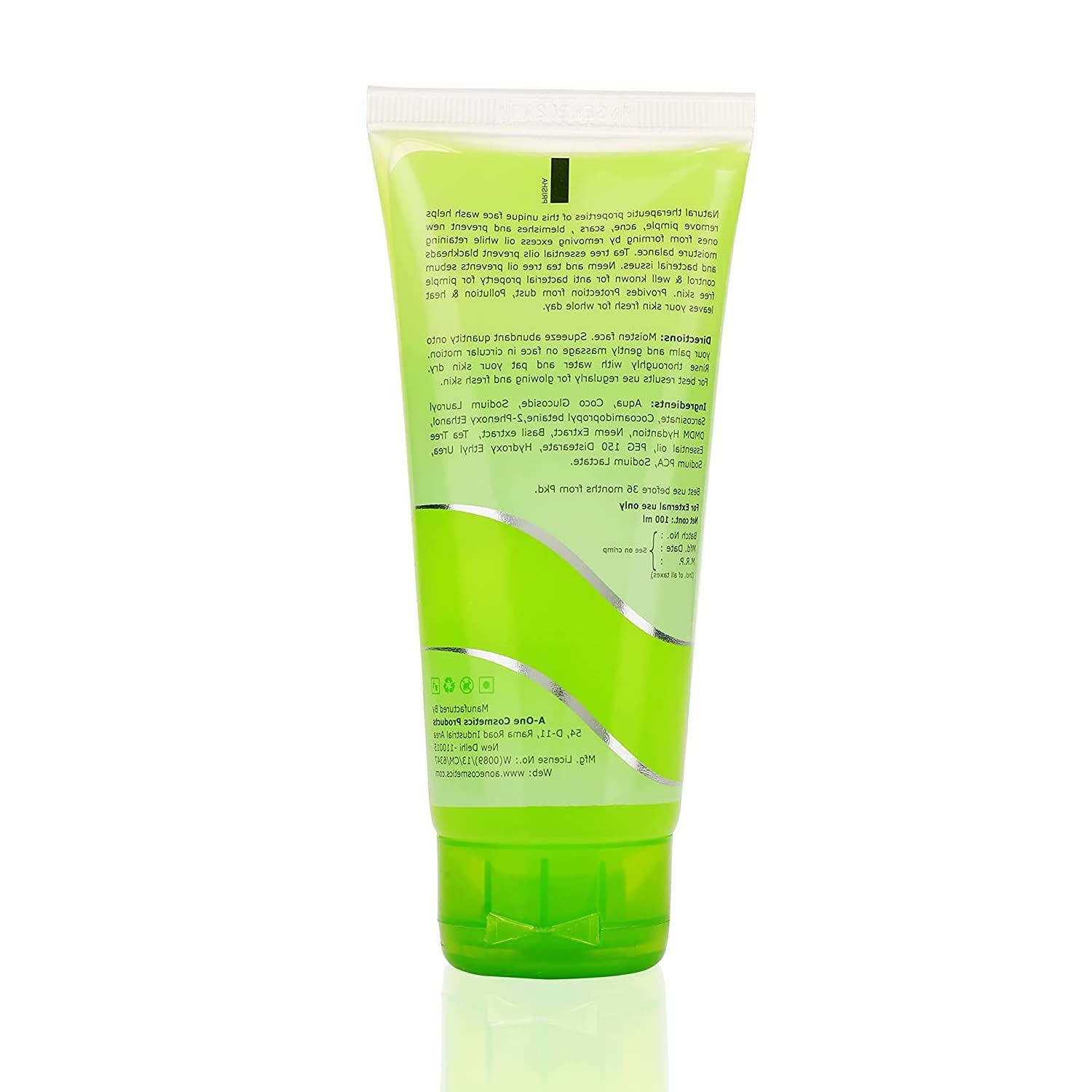 Natural Neem, Tulsi & Tea Tree Deep Cleansing Face Wash for Acne, Pimples & Blackheads - Soap-Free Formula (100ml) - Perfect for Daily Skincare & Preventing Acne Scars