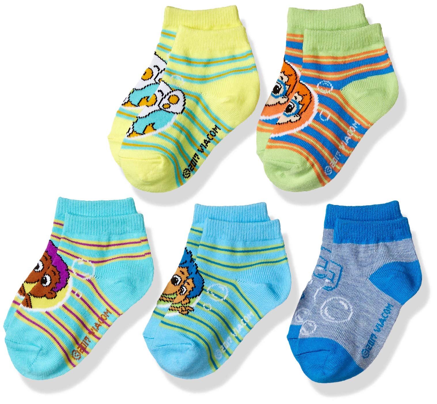 Bubble Guppies Boys Socks 5-Pack - Kids Cartoon Ankle Socks for School & Play