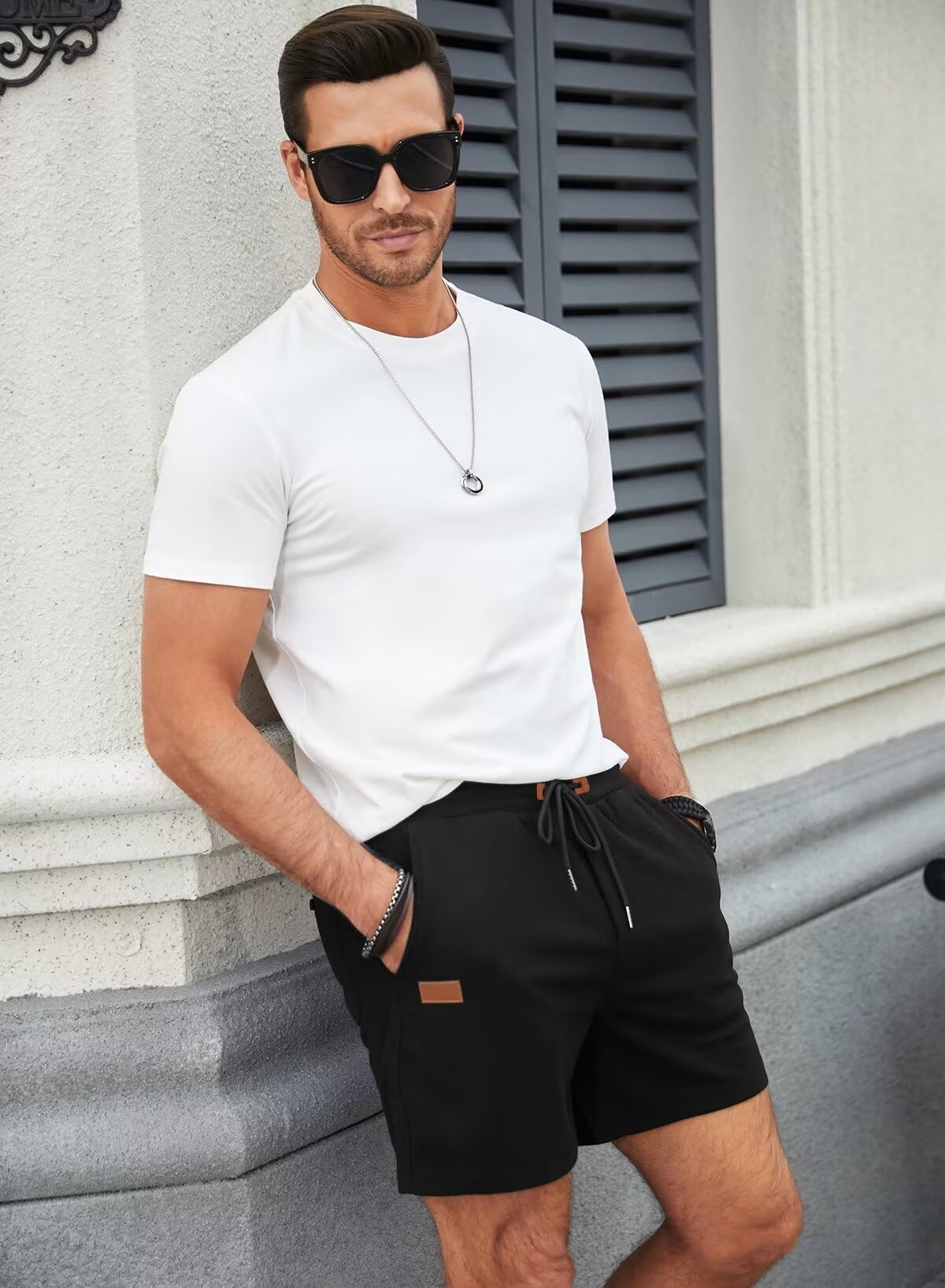 JMIERR Men's Casual Waffle Shorts with Drawstring & Elastic Waist - Breathable Workout Shorts with Pockets for Gym, Running, Beach & Summer Outdoor Activities