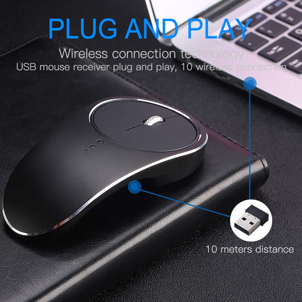 Wireless Rechargeable Silent Mouse 2.4G USB Optical Mouse for Laptop, PC, Desktop - Ergonomic Office Mouse with USB Receiver for Quiet Work, Gaming & Home Use