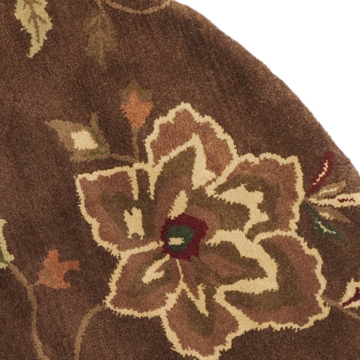 SAFAVIEH Jardin Collection 6' Round Brown/Multi Floral Handmade Wool Area Rug - Perfect for Living Room, Bedroom & Home Decor
