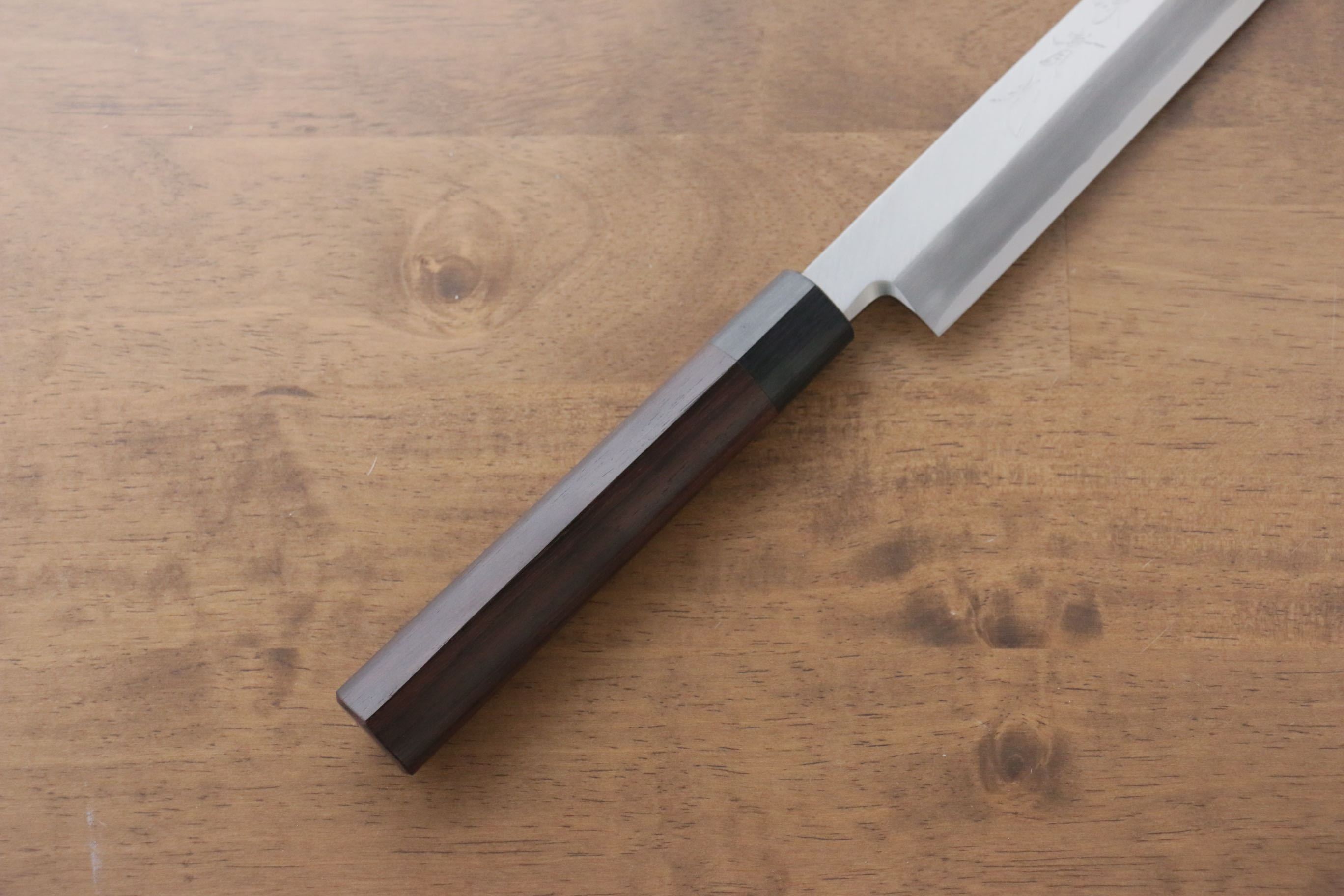 Premium Jikko Silver Steel No.3 Kiritsuke Yanagiba Knife 330mm - Japanese Shitan Handle - Professional Sushi & Sashimi Chef's Knife for Precision Cutting