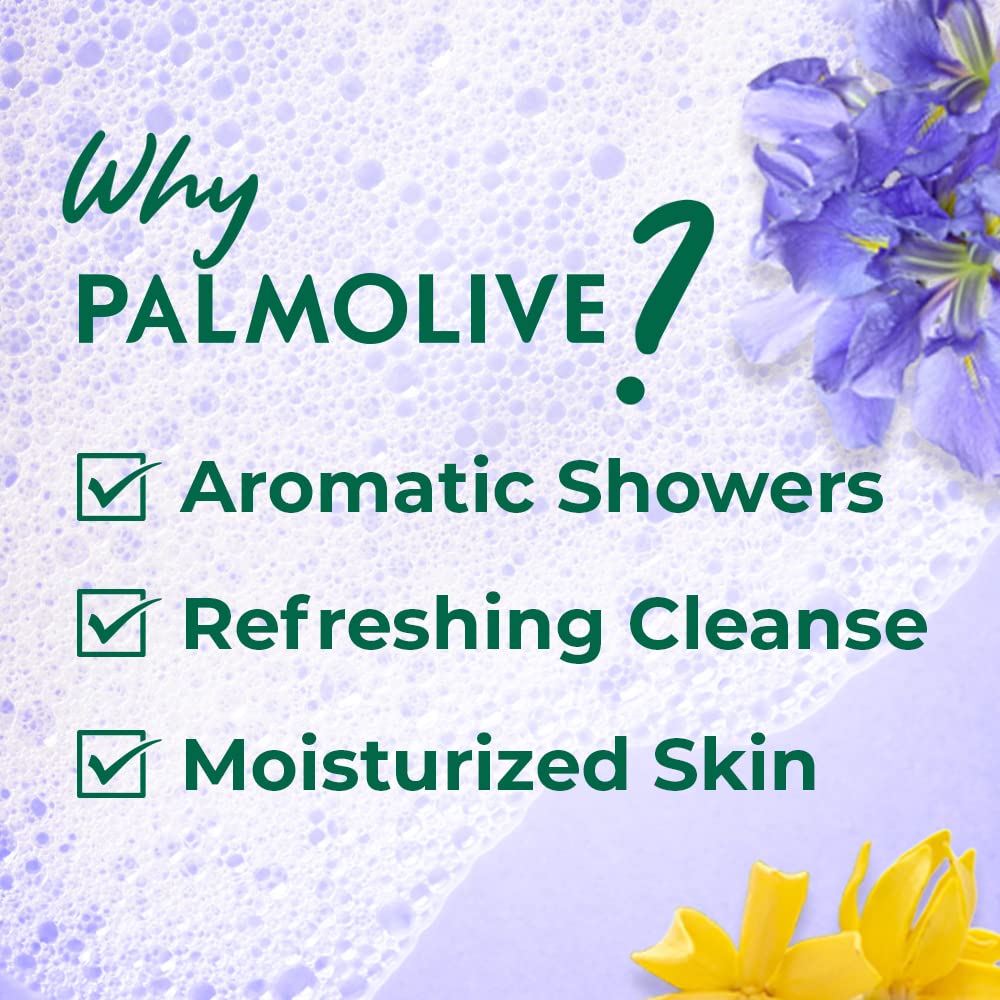 Palmolive Iris Flower & Ylang Ylang Essential Oil Body Wash - Moisturizing & Relaxing for Soft, Youthful Skin - Paraben & Silicone Free, pH Balanced - 750ml (Pack of 2) - Perfect for Stress Relief & Aromatherapy Bath Time