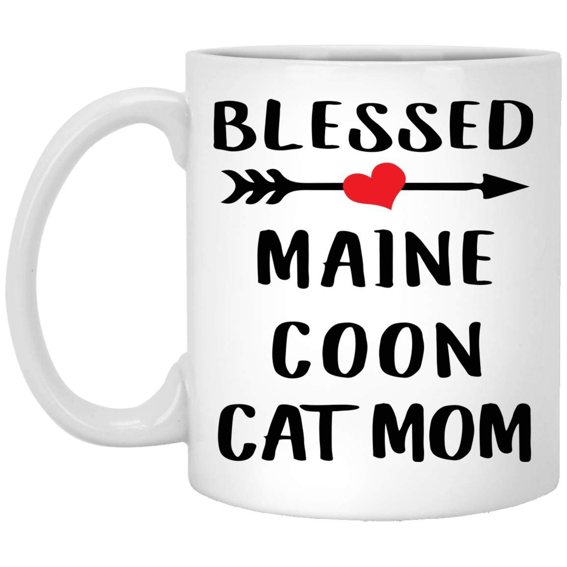 Blessed Maine Coon Cat Mom Coffee Mug - Funny Cat Lover Gift for Women, 11oz White Ceramic Cup - Perfect Christmas 2024 Gift & Daily Coffee/Tea Use