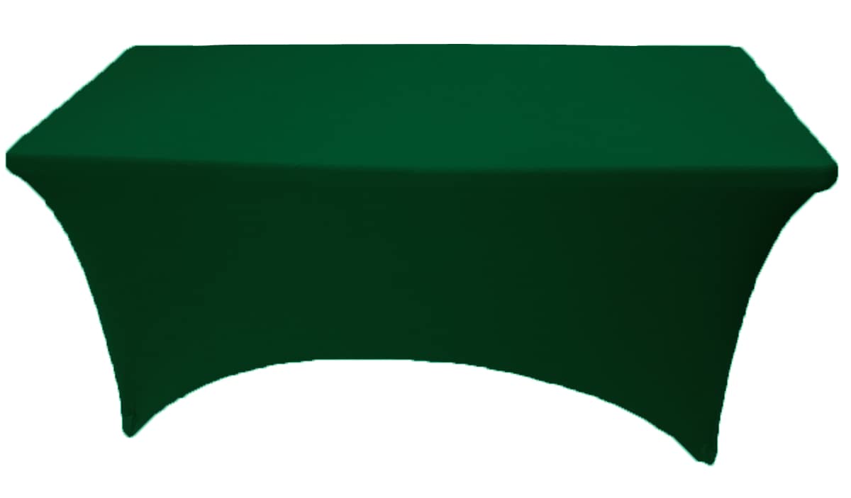 8ft Hunter Green Stretch Spandex Tablecloth - Washable Rectangular Fitted Table Cover for Folding Tables | Perfect for Parties, Weddings & Outdoor Events