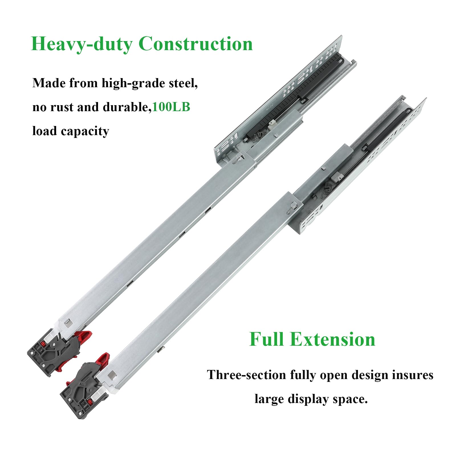 6 Pairs of 24 Inch Undermount Soft Close Drawer Slides - Bottom Mount Full Extension Cabinet Glides for Frameless Cabinets - Perfect for Kitchen, Bathroom & Office Storage Organization
