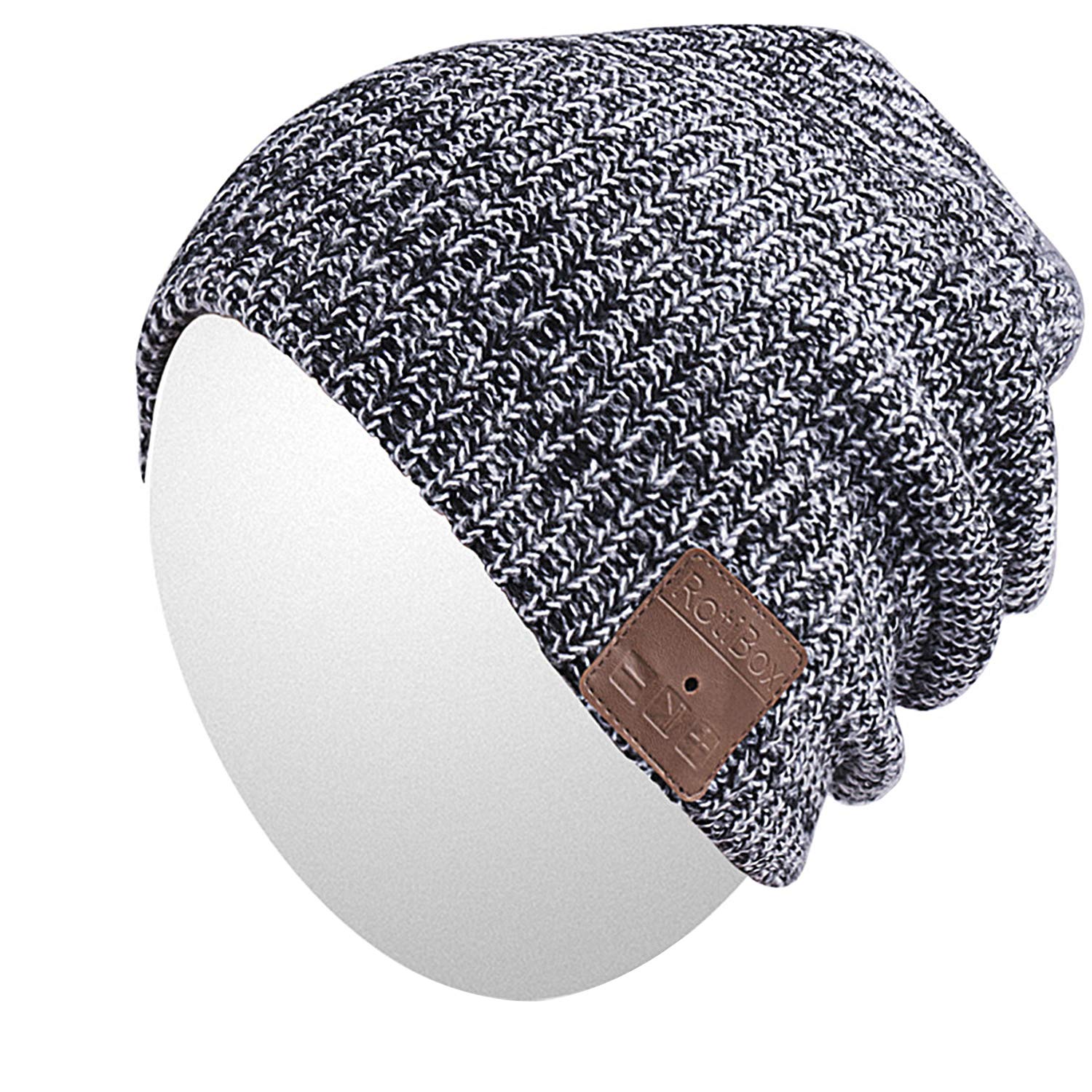 Qshell Bluetooth Beanie Hat - Wireless Headphones Winter Warm Knit Cap with Built-in Stereo Speakers & Mic for iPhone Android - Perfect for Outdoor Sports, Running, Skiing & Cold Weather Activities (Gray)
