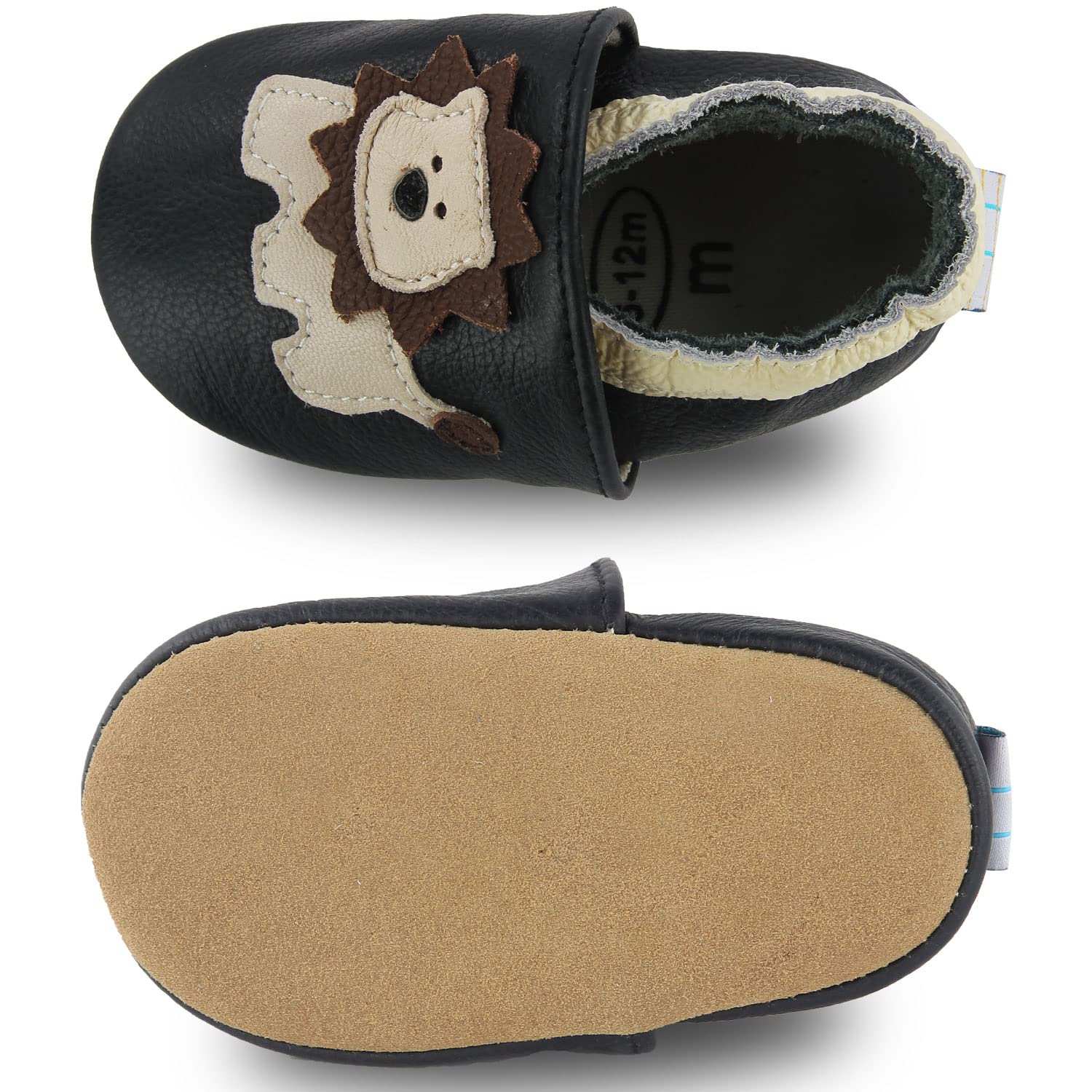 Soft Leather Baby Shoes for Boys & Girls - Non-Slip Rubber Sole First Walkers Sneakers (0-24 Months) | Cute Cartoon Prewalker Shoes for Newborns & Toddlers - Perfect for First Steps, Playtime & Special Occasions