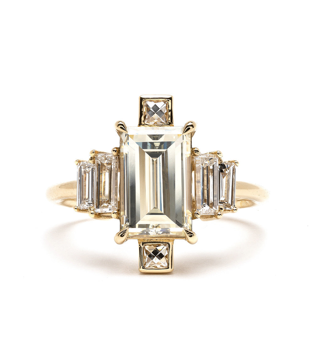 Xena Baguette Diamond Engagement Ring - Unique Vintage Style Wedding Band for Women - Perfect for Proposals, Anniversaries & Special Occasions