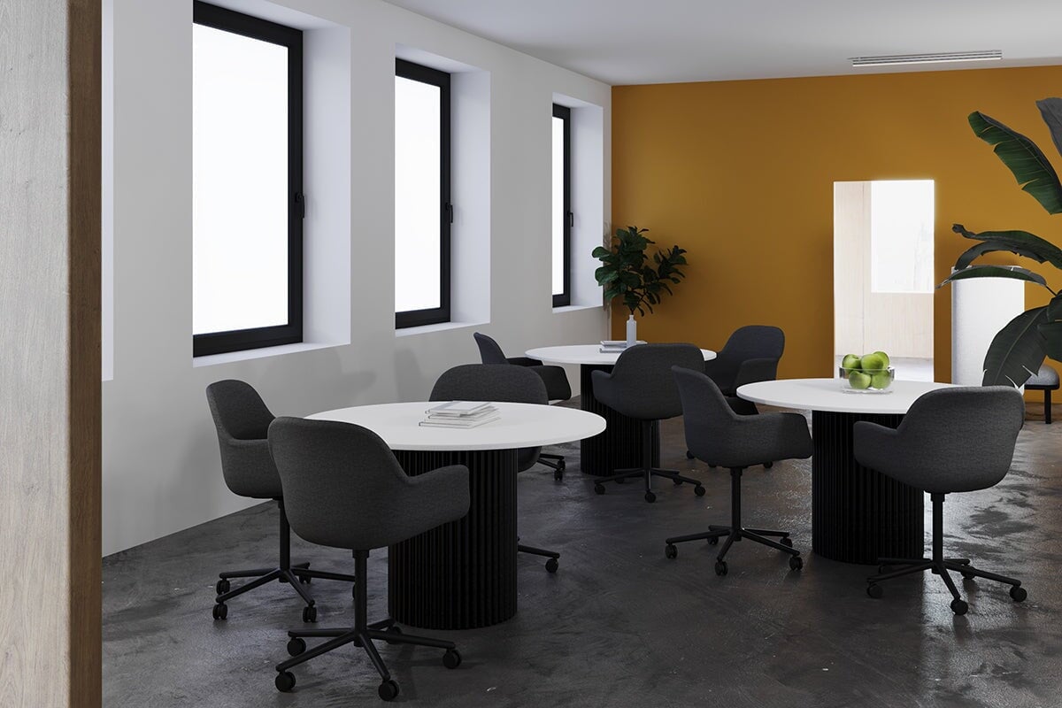 Baobab Circular Base Meeting Round Table - 31.5 Inch (800mm) Dining Table for Conference Rooms, Offices & Home Use