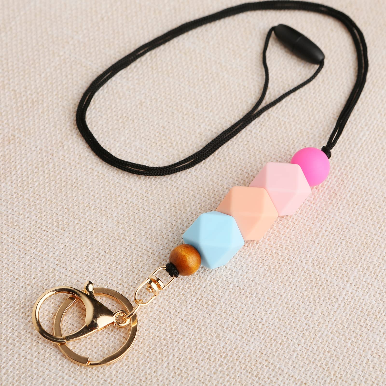 2PCS Boho Beaded Lanyards for Teachers, Nurses & Women - Stylish ID Badge & Key Holder for Work & School