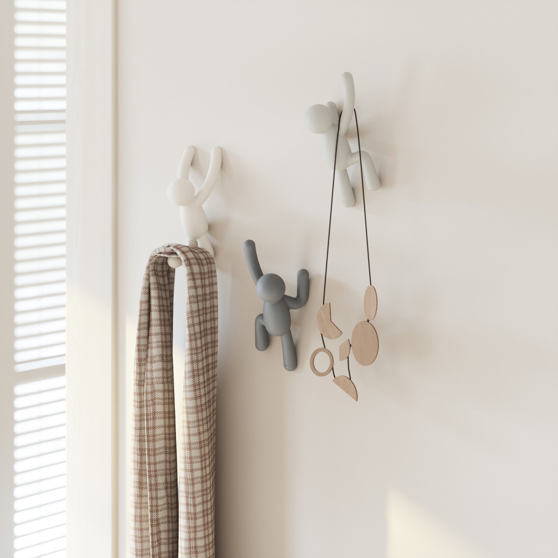 Buddy Wall Hooks Set of 3 - Heavy Duty Adhesive Hooks for Hanging Coats, Hats & Keys - Perfect for Home, Office & Dorm Organization