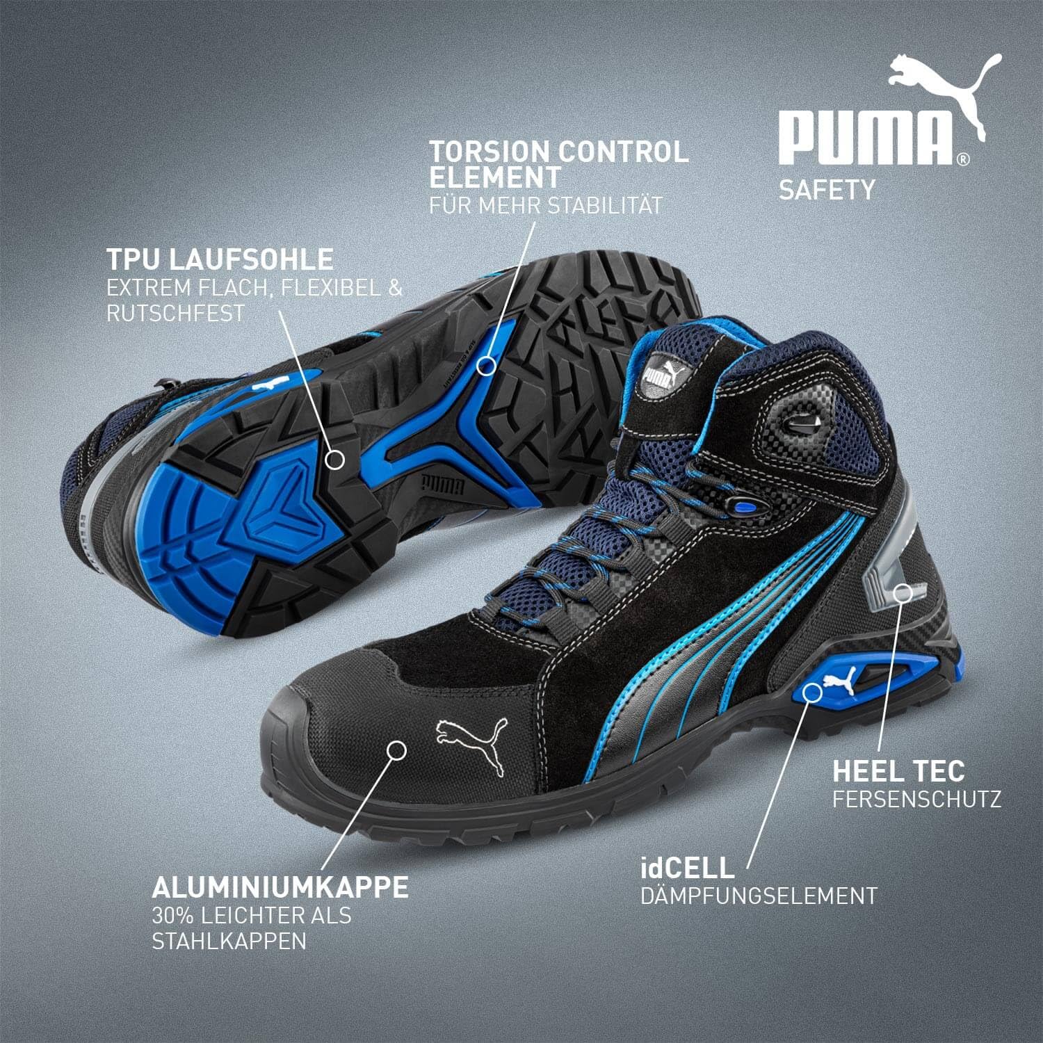 PUMA Men's Rio Safety Shoes - Lightweight Non-Slip Work Shoes for Construction, Warehouse & Industrial Use