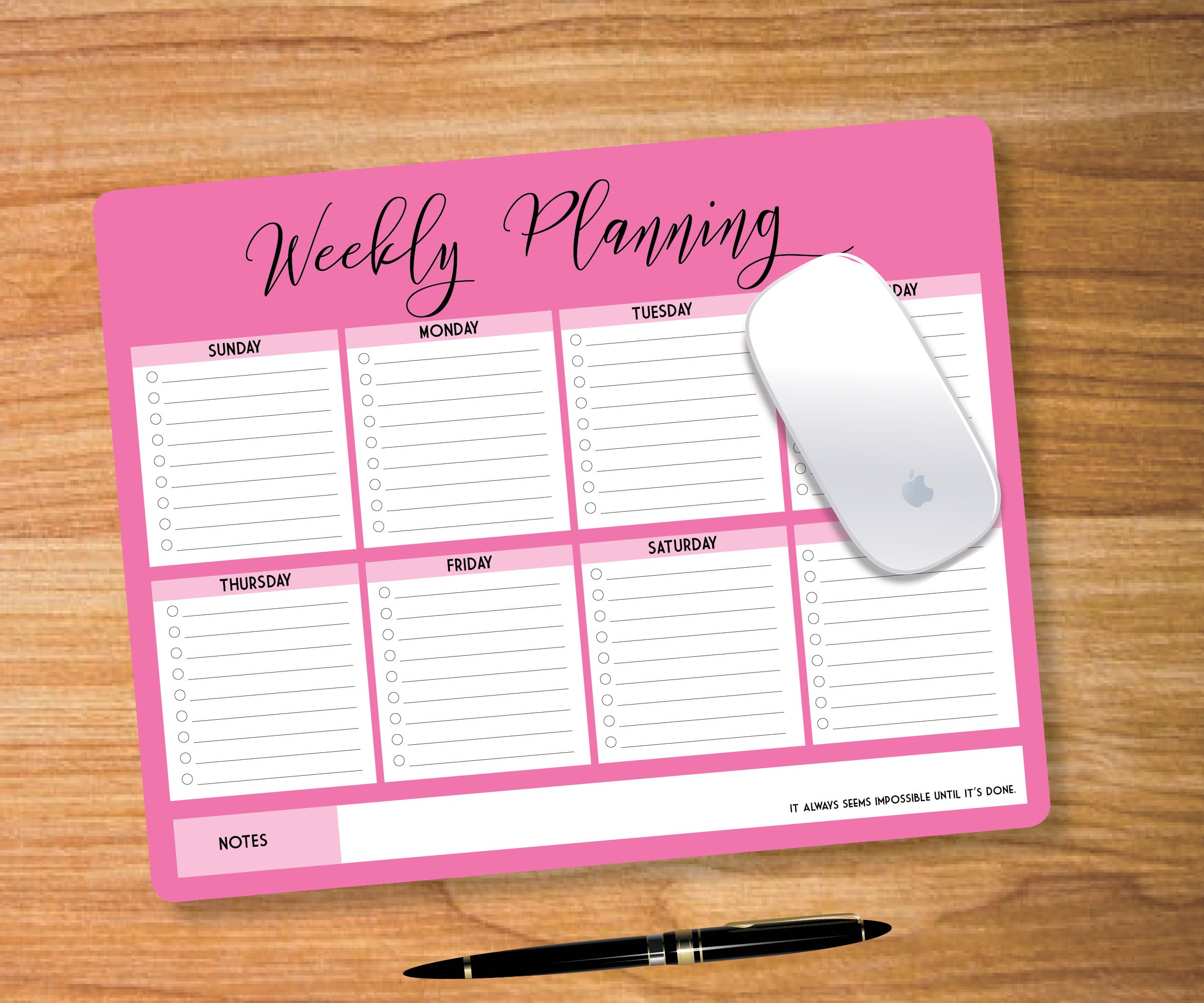 Weekly Planner Memo Pads - 2 Pack Pink Productivity Notepad for Office & School - Perfect for Scheduling, To-Do Lists & Goal Tracking