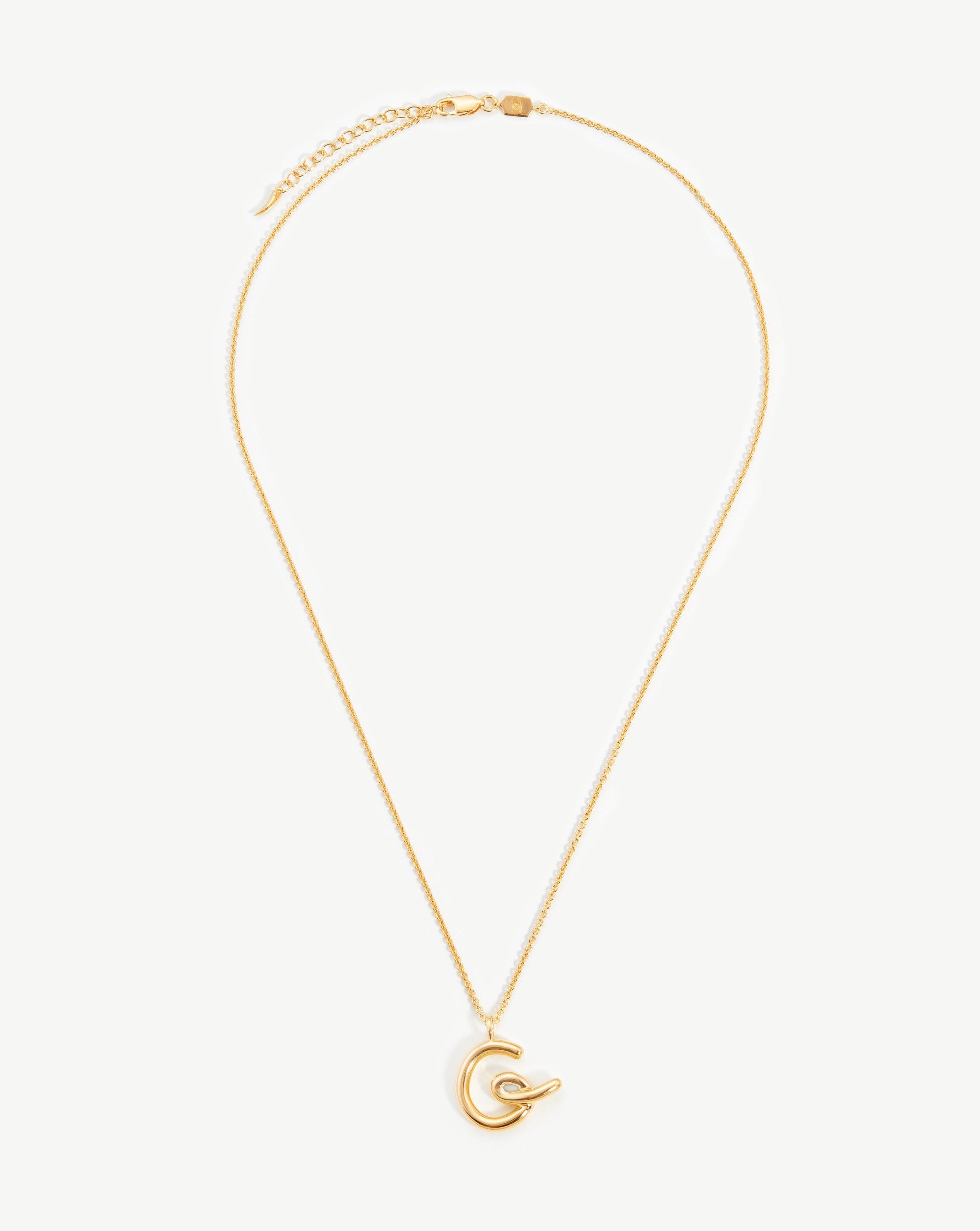 Curly Molten Initial Pendant Necklace - Personalized Letter G - 18k Gold Vermeil Jewelry for Women - Perfect Gift for Birthday, Anniversary & Valentine's Day