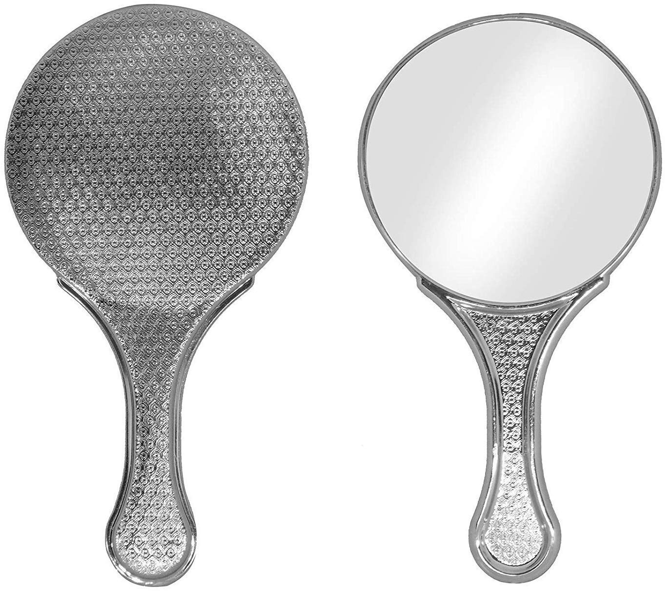 Wizme Silver Portable Makeup Mirror - Compact Travel Vanity Mirror with Case, Perfect for Home, Travel & On-the-Go Touch Ups (Medium Size, Pack of 1)