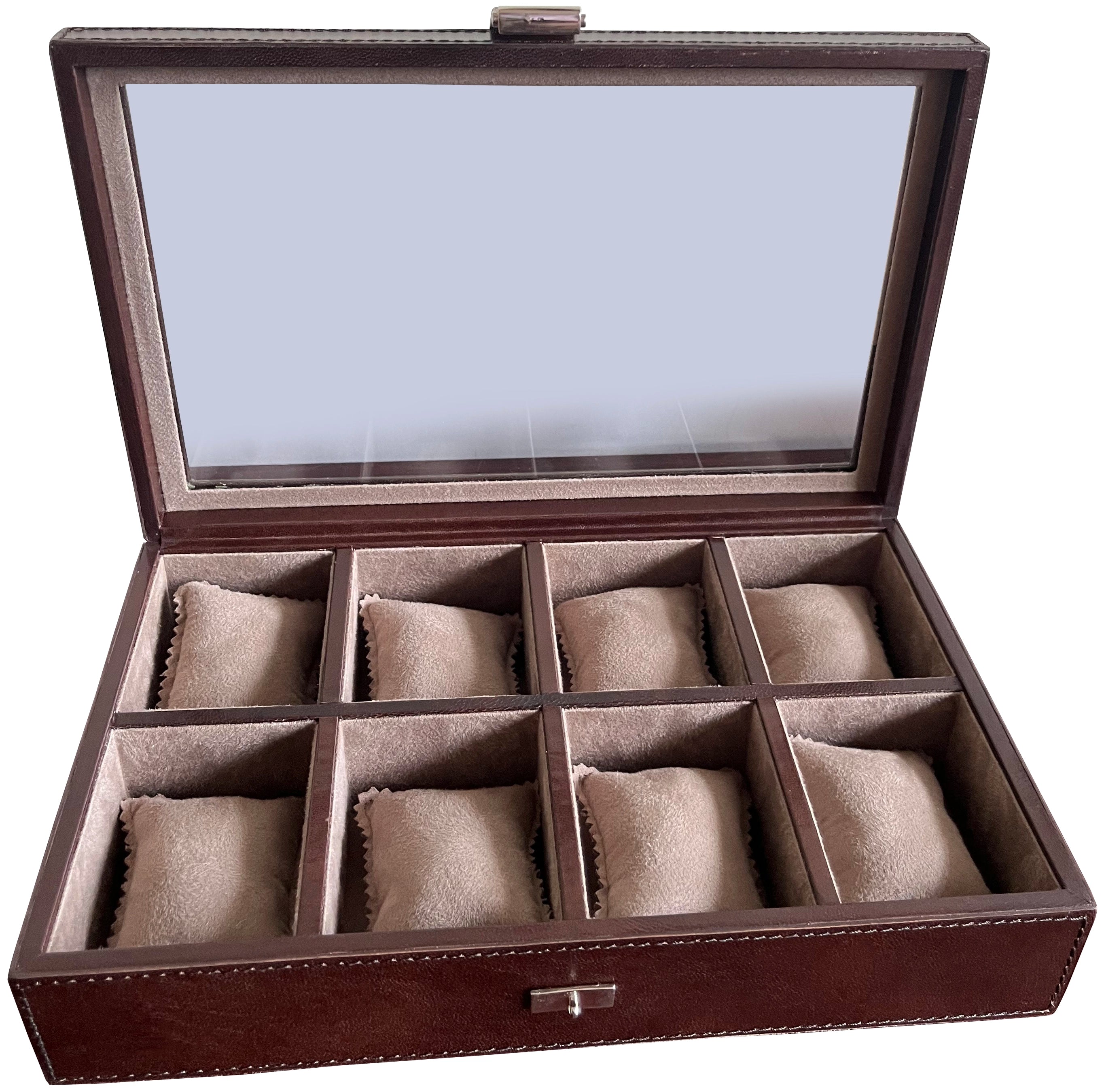 Premium 8-Slot Leather Watch Case - Dark Brown | Luxury Watch Storage & Display for Men & Women | Perfect for Travel, Home & Office Organization
